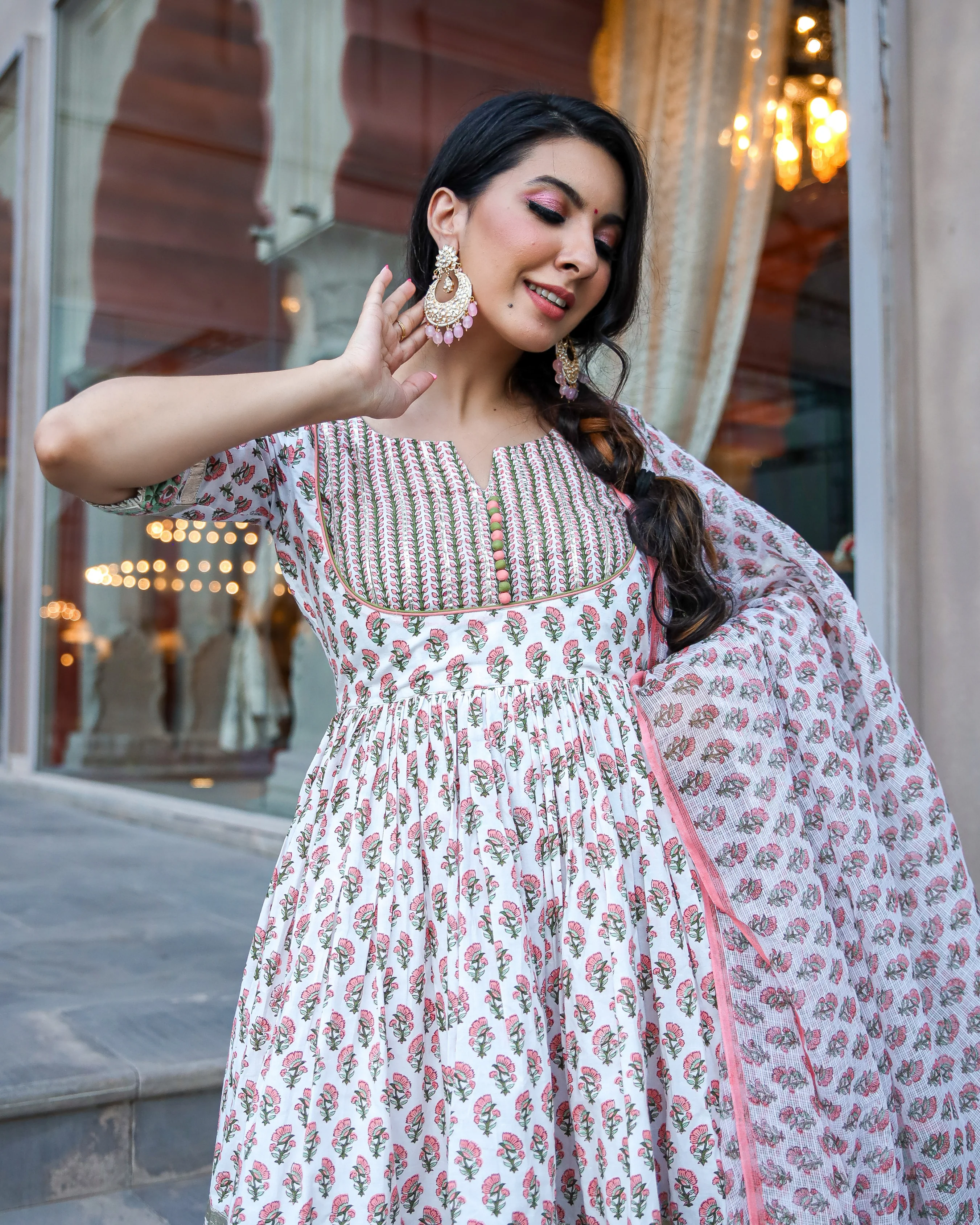 Peach Ciara Handblock Gota Sharara Set - Image 9