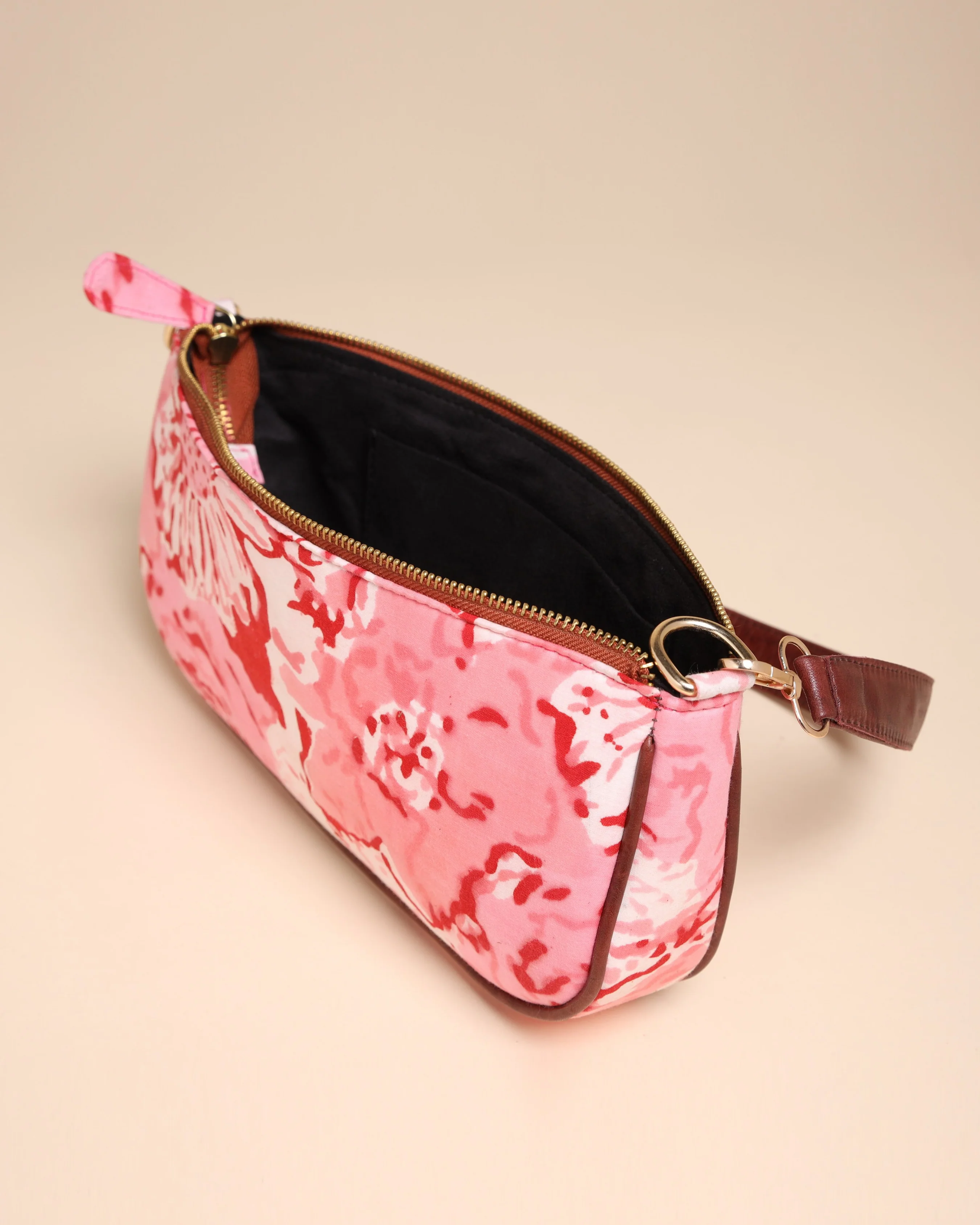 Peach Rosa Cotton Blockprinted Mini Baguette Bag - Image 5