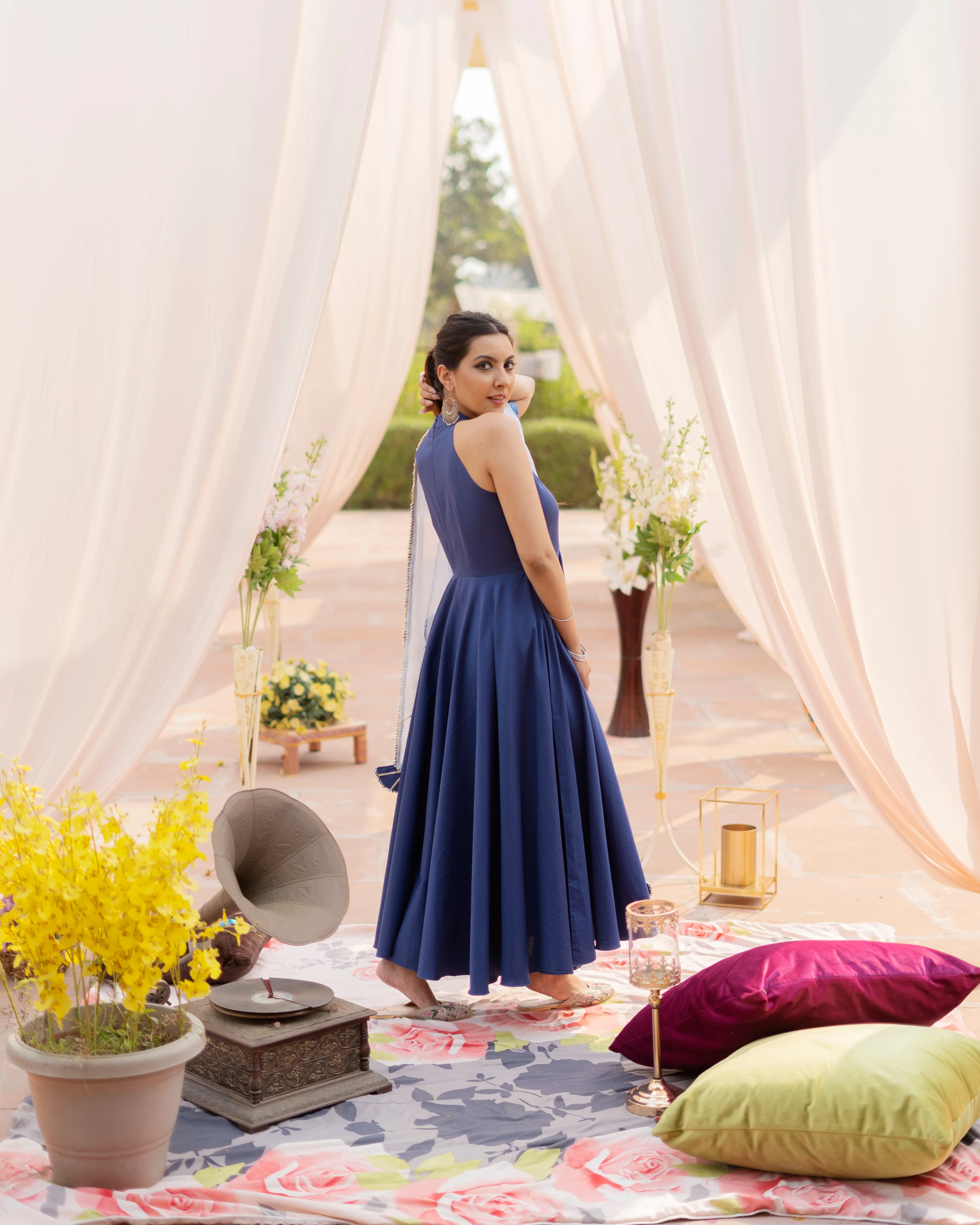 Periwinkle Organza Handpainted Suit Set - Image 6