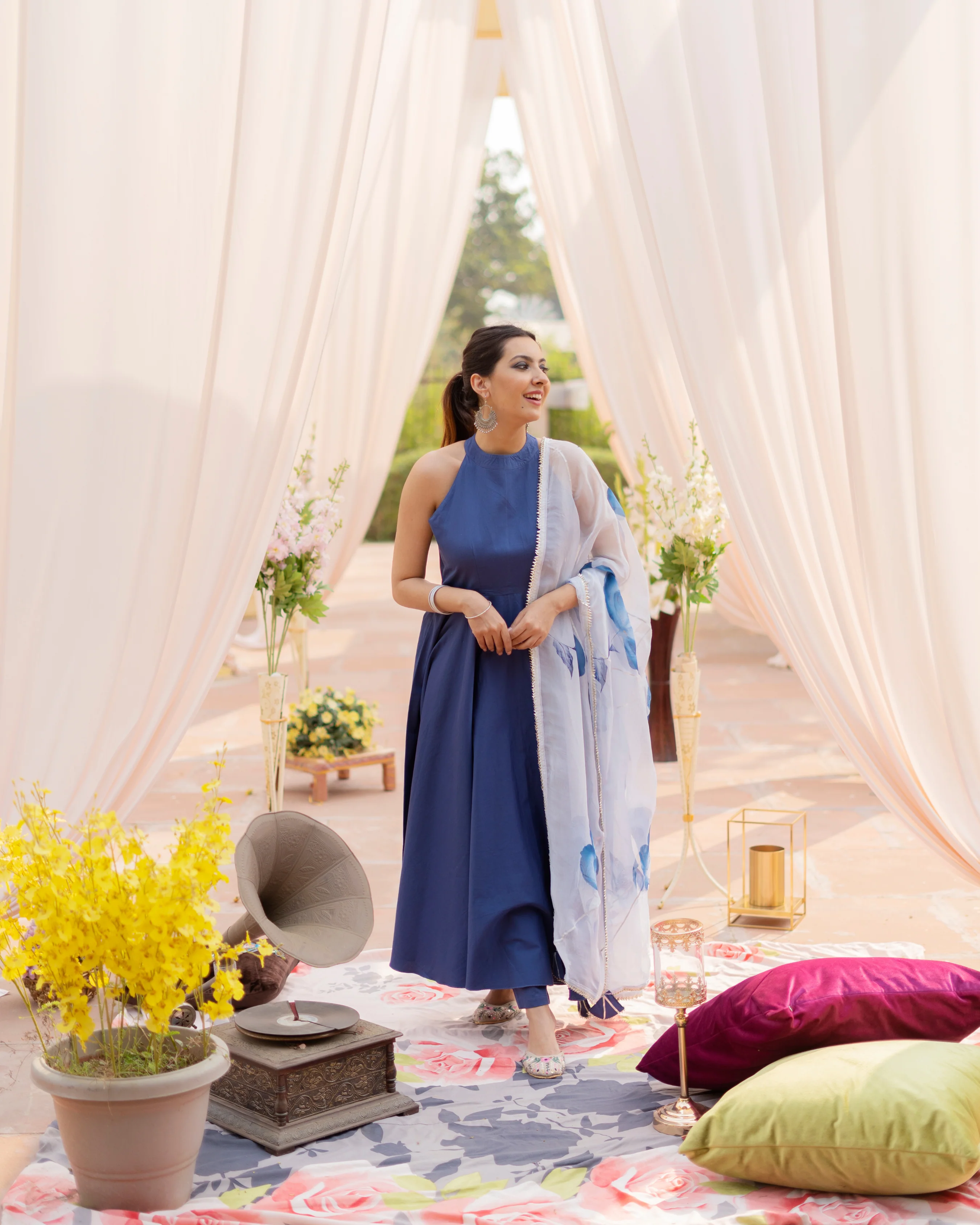 Periwinkle Organza Handpainted Suit Set - Image 8