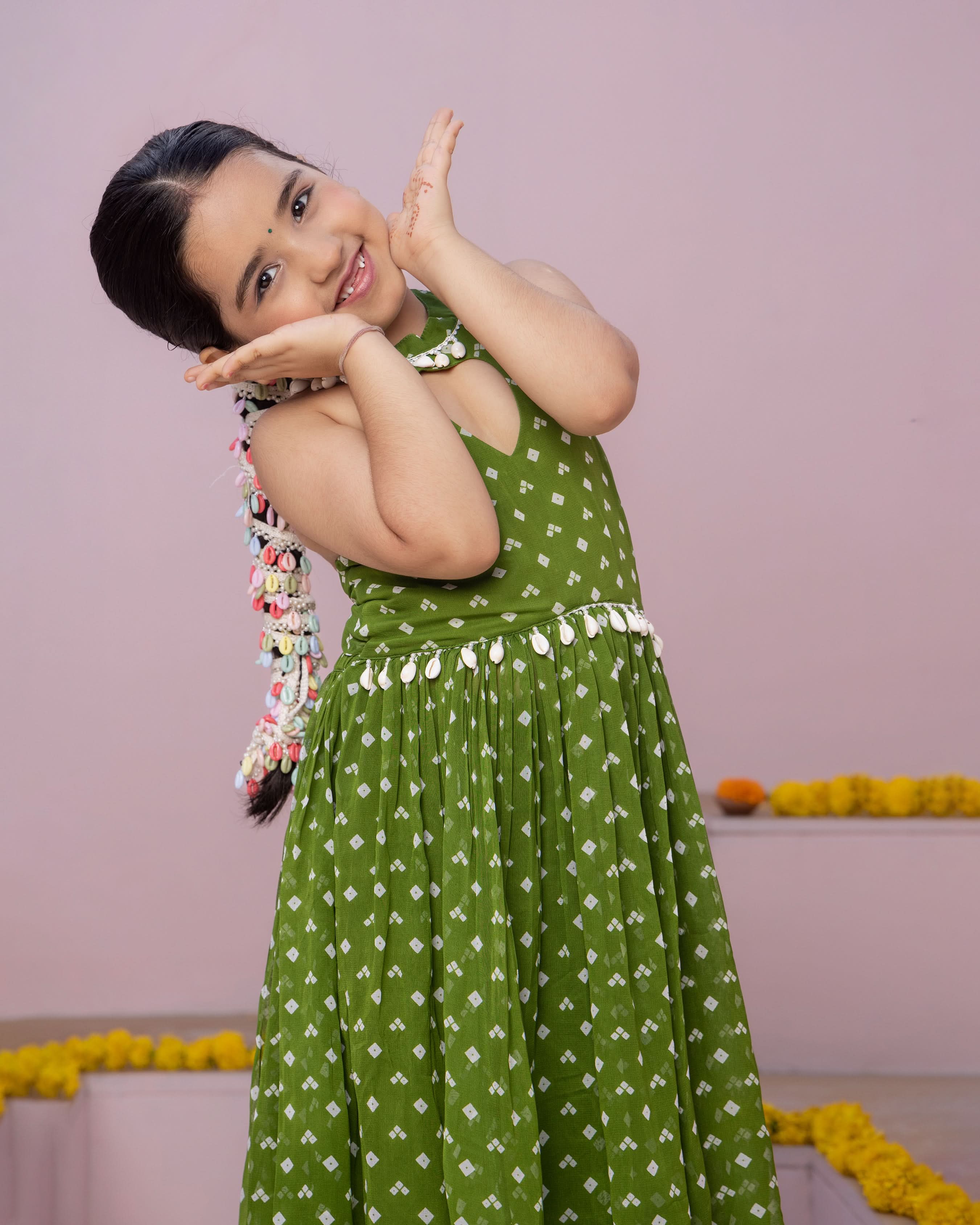 Pihu Green Bandhani Georgette Coord Set - Image 6