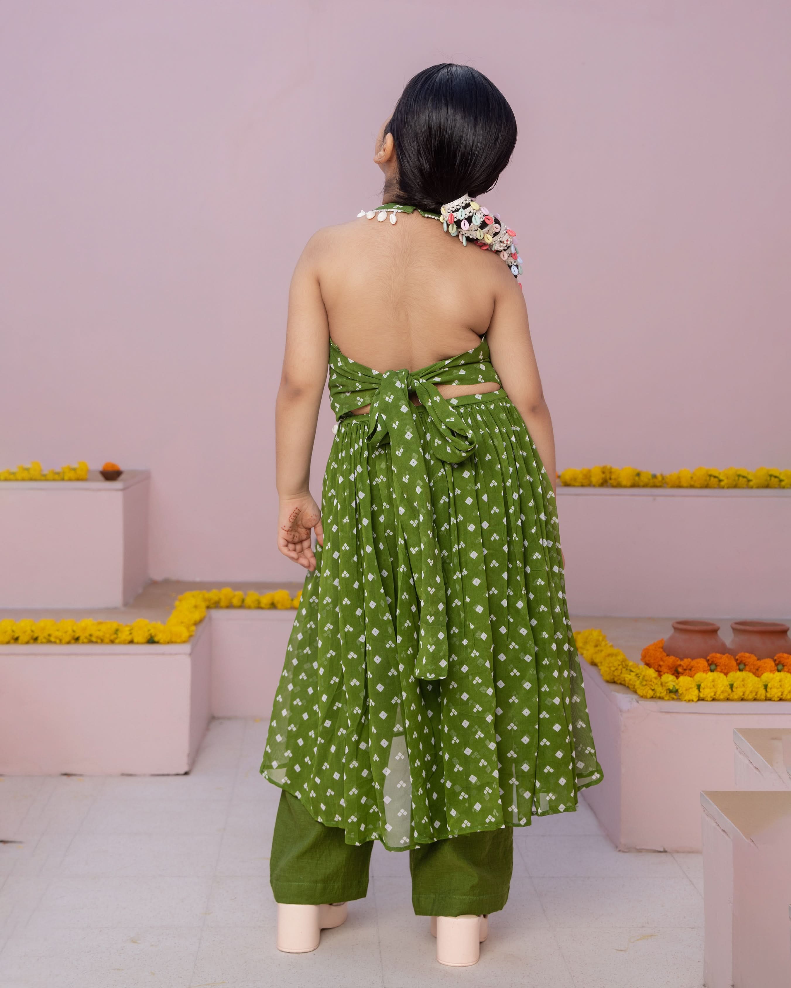 Pihu Green Bandhani Georgette Coord Set - Image 8