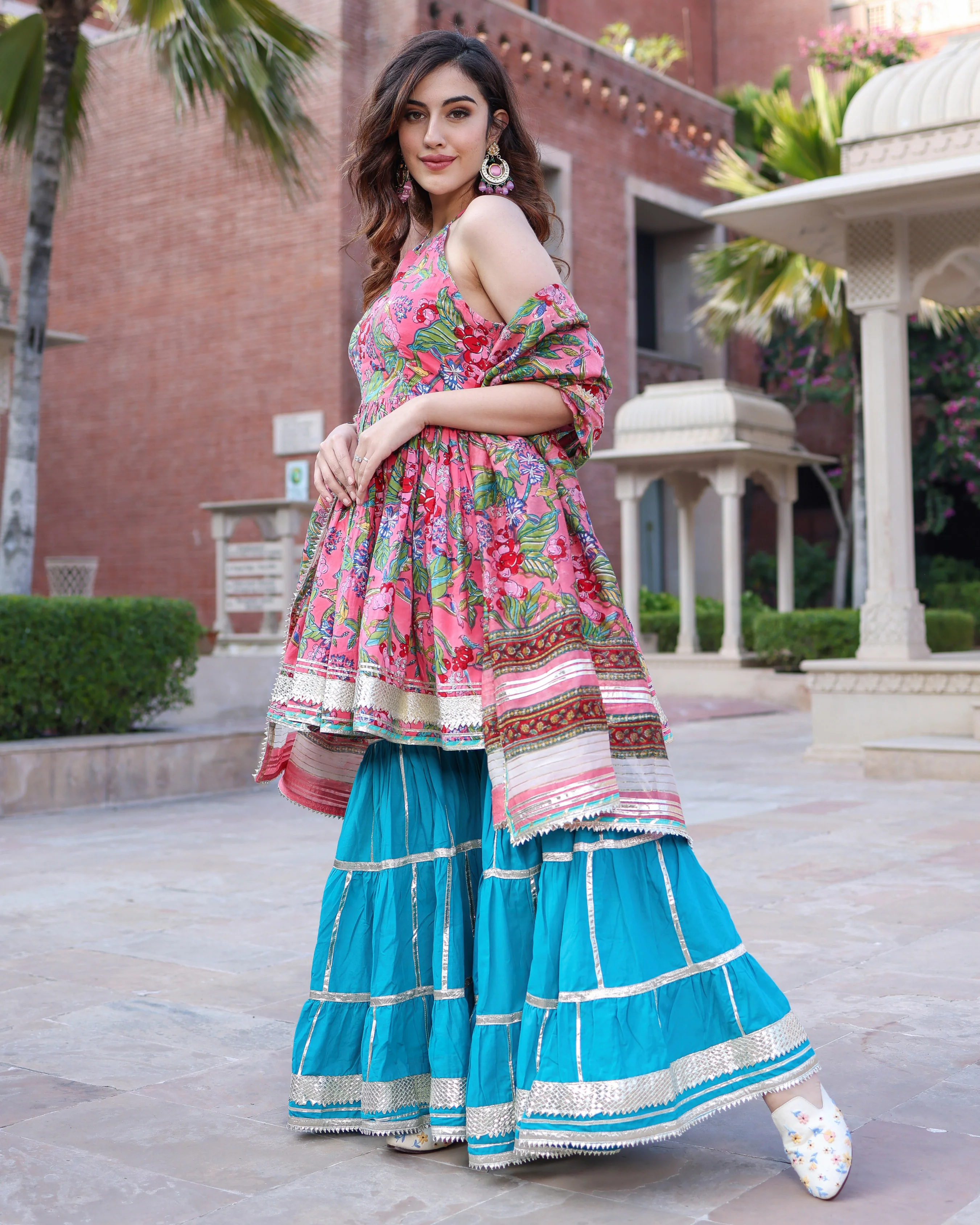 Pink Dolphin Handblock Sharara Set - Image 5