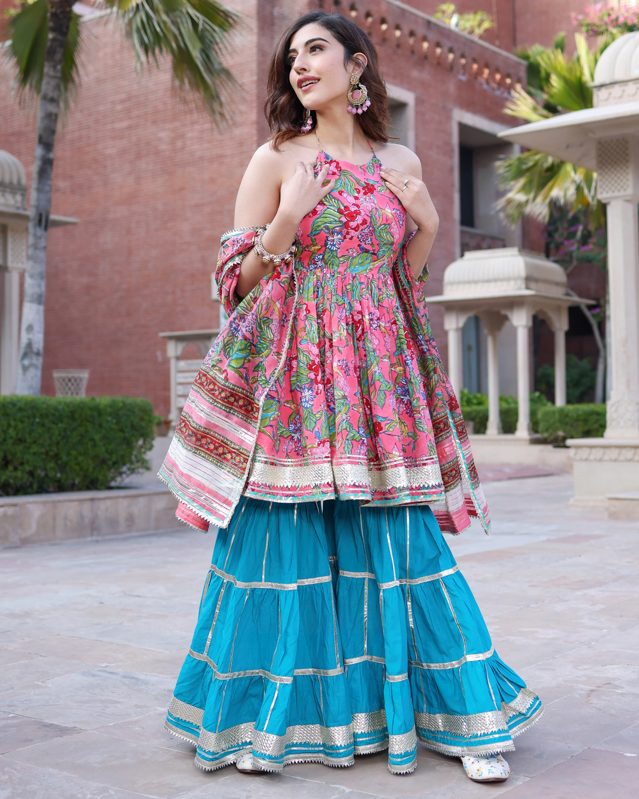 Pink Dolphin Handblock Sharara Set - Image 7