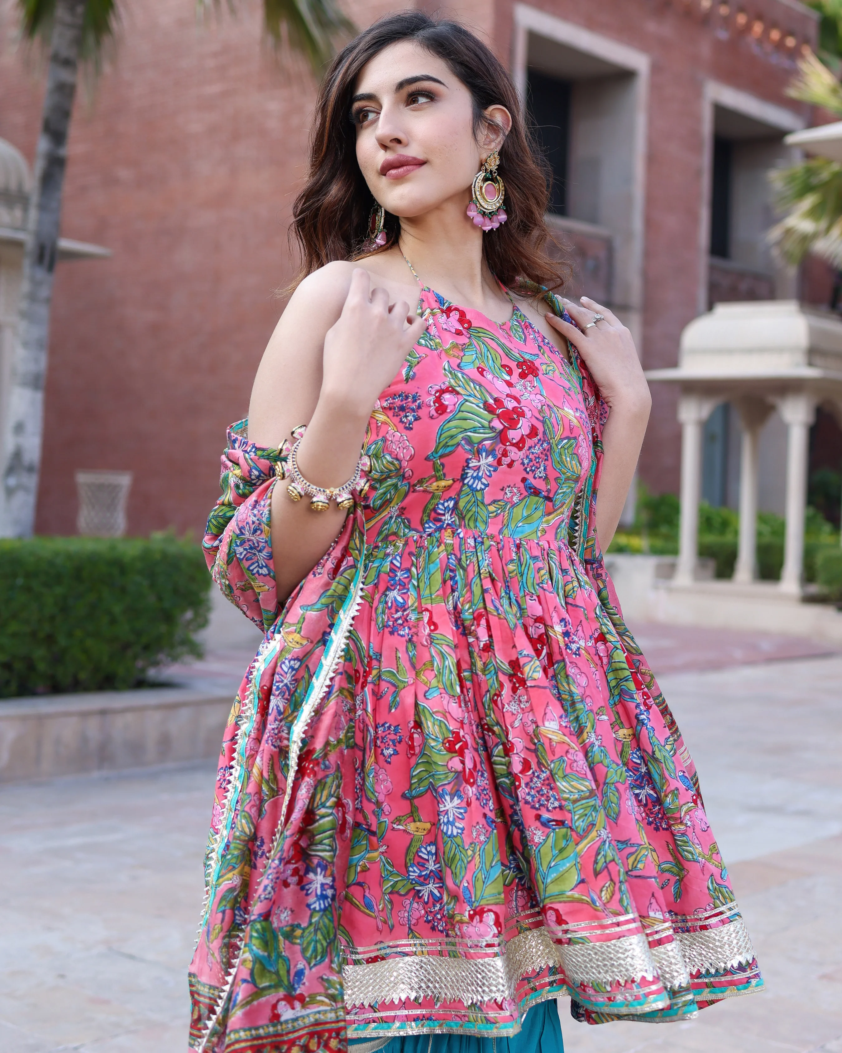 Pink Dolphin Handblock Sharara Set - Image 9