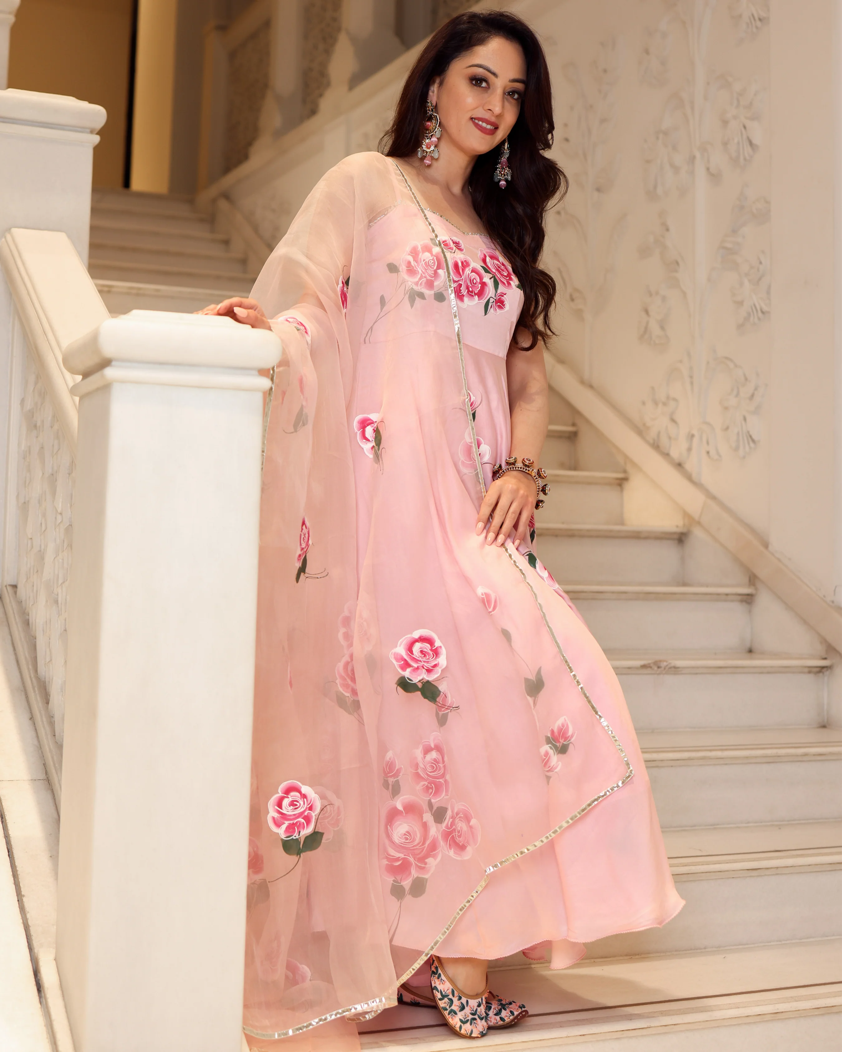 Pink Marble Handpainted Suit Set - Image 4