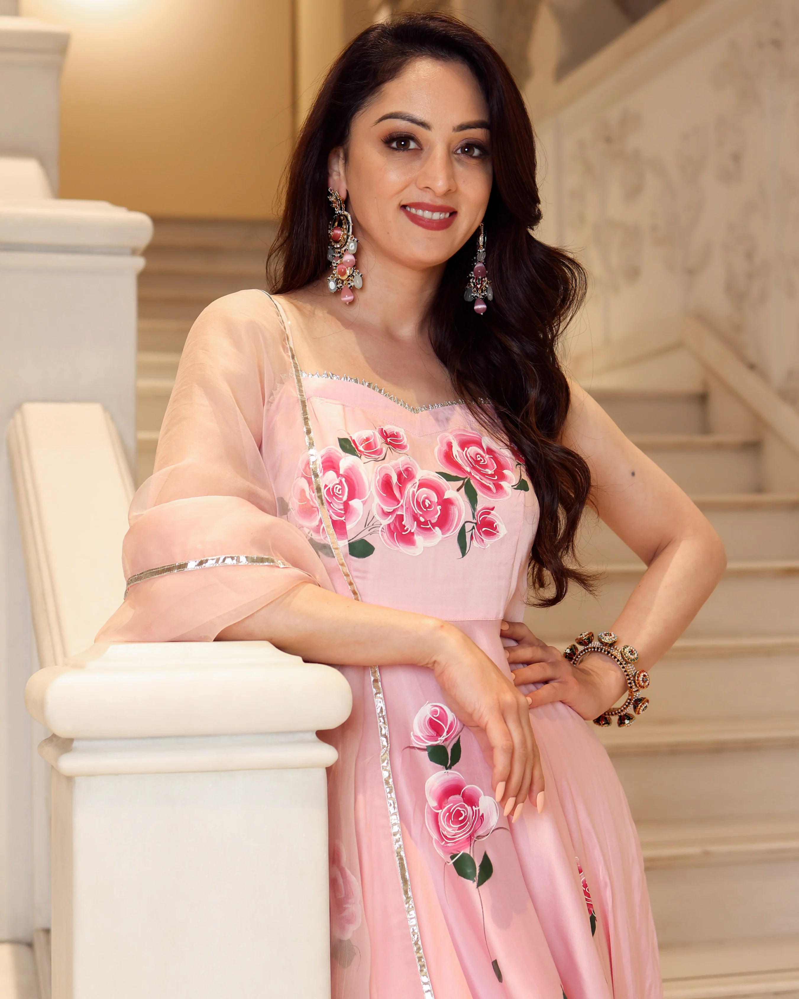 Pink Marble Handpainted Suit Set - Image 6