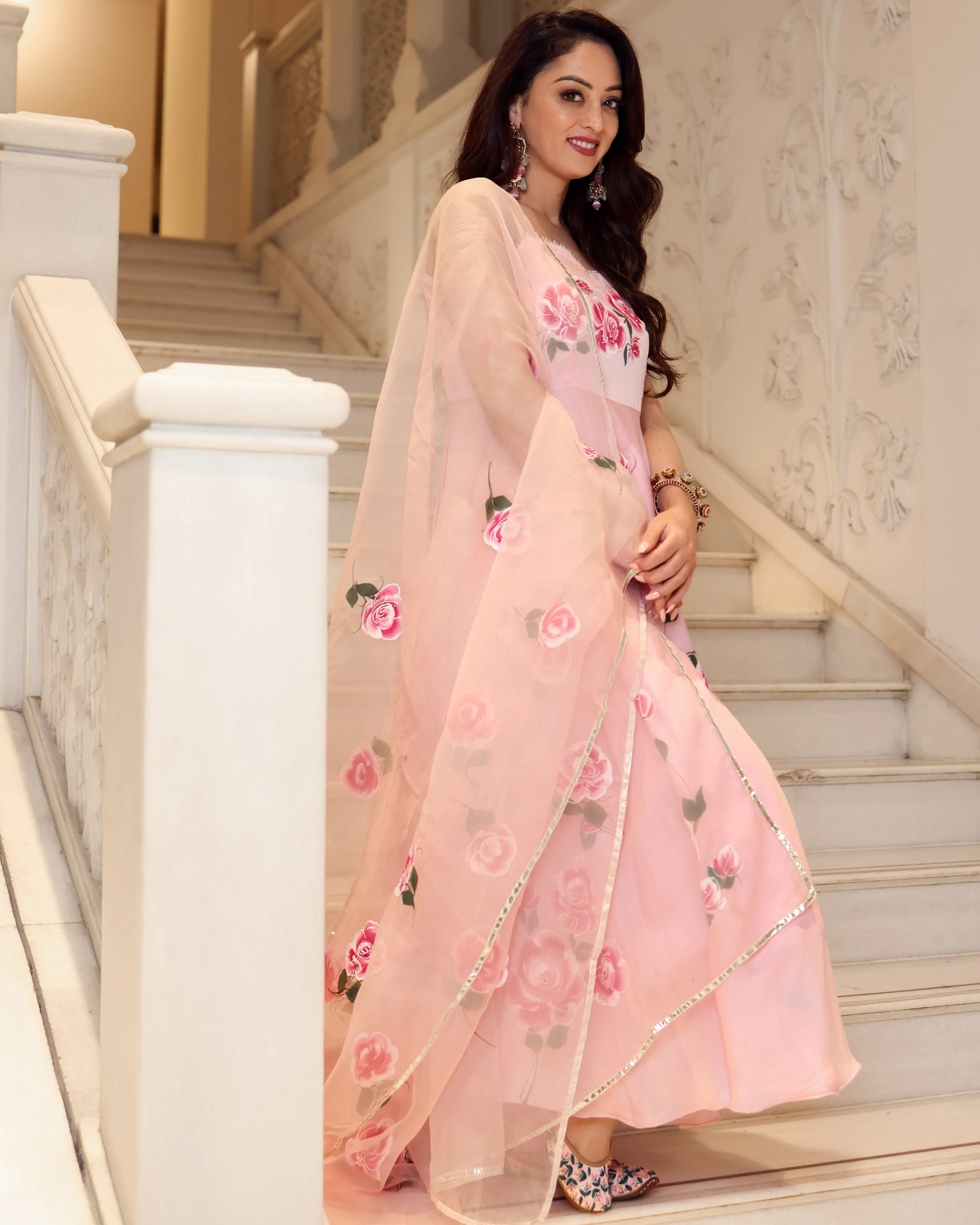 Pink Marble Handpainted Suit Set - Image 7