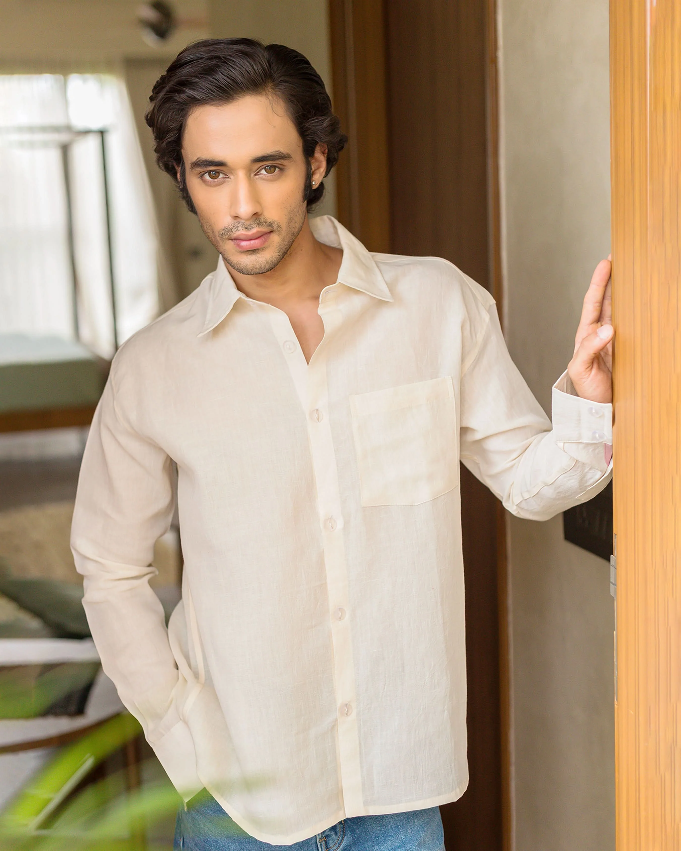 Piper White Linen Solid Shirt - Image 3