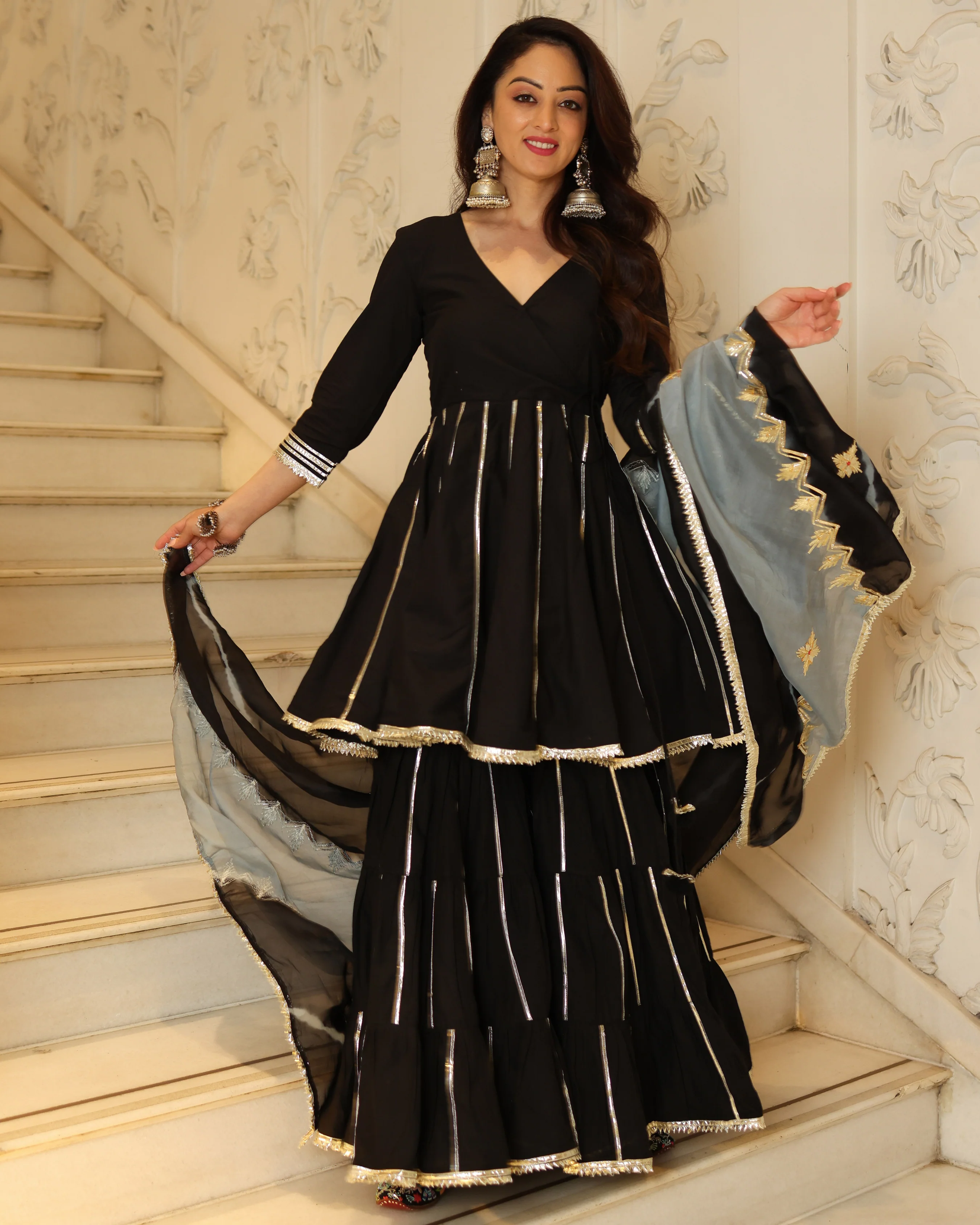 Polar Black Gotapatti Sharara Set - Image 4