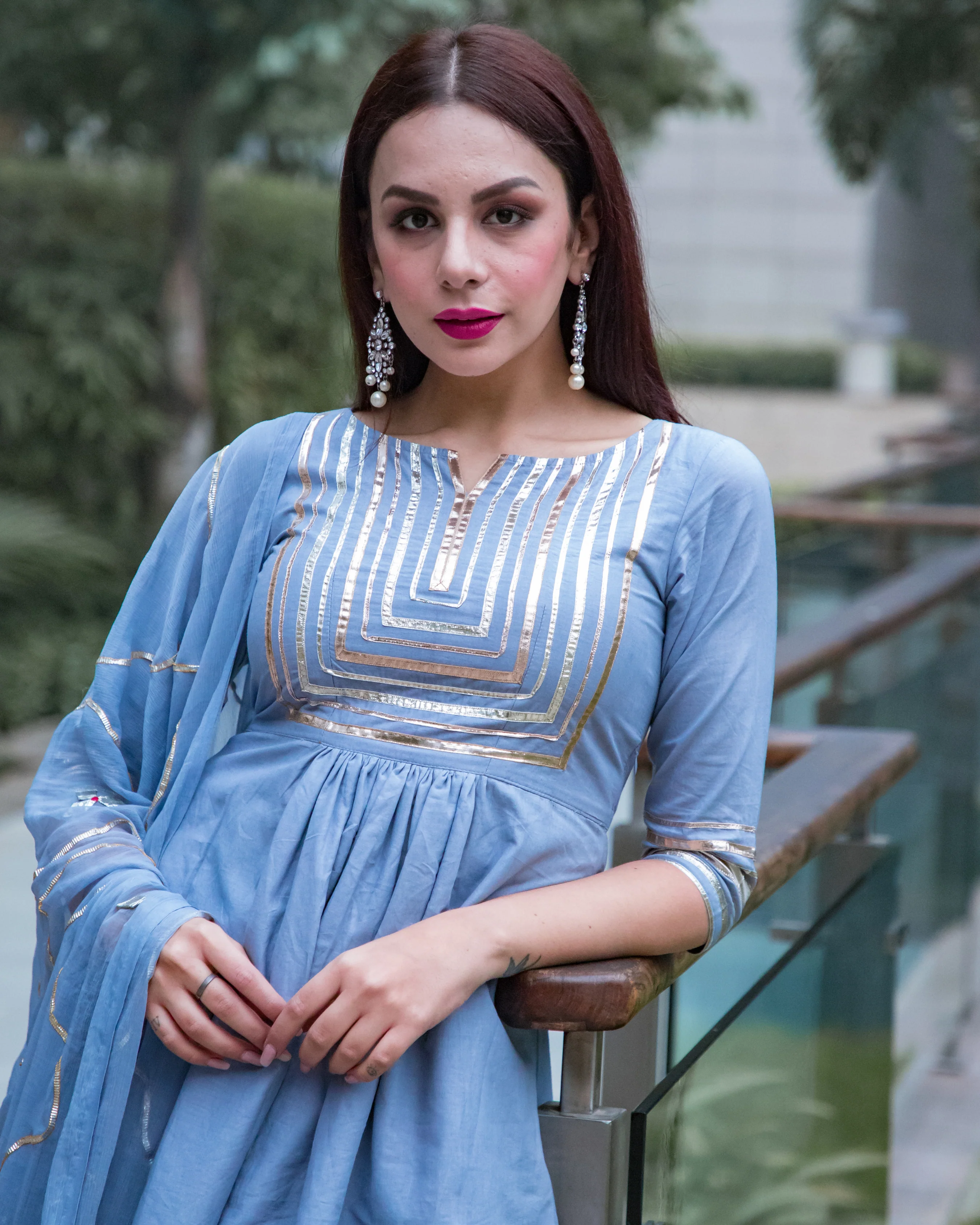 Powder Blue Gotapatti Sharara Set - Image 3