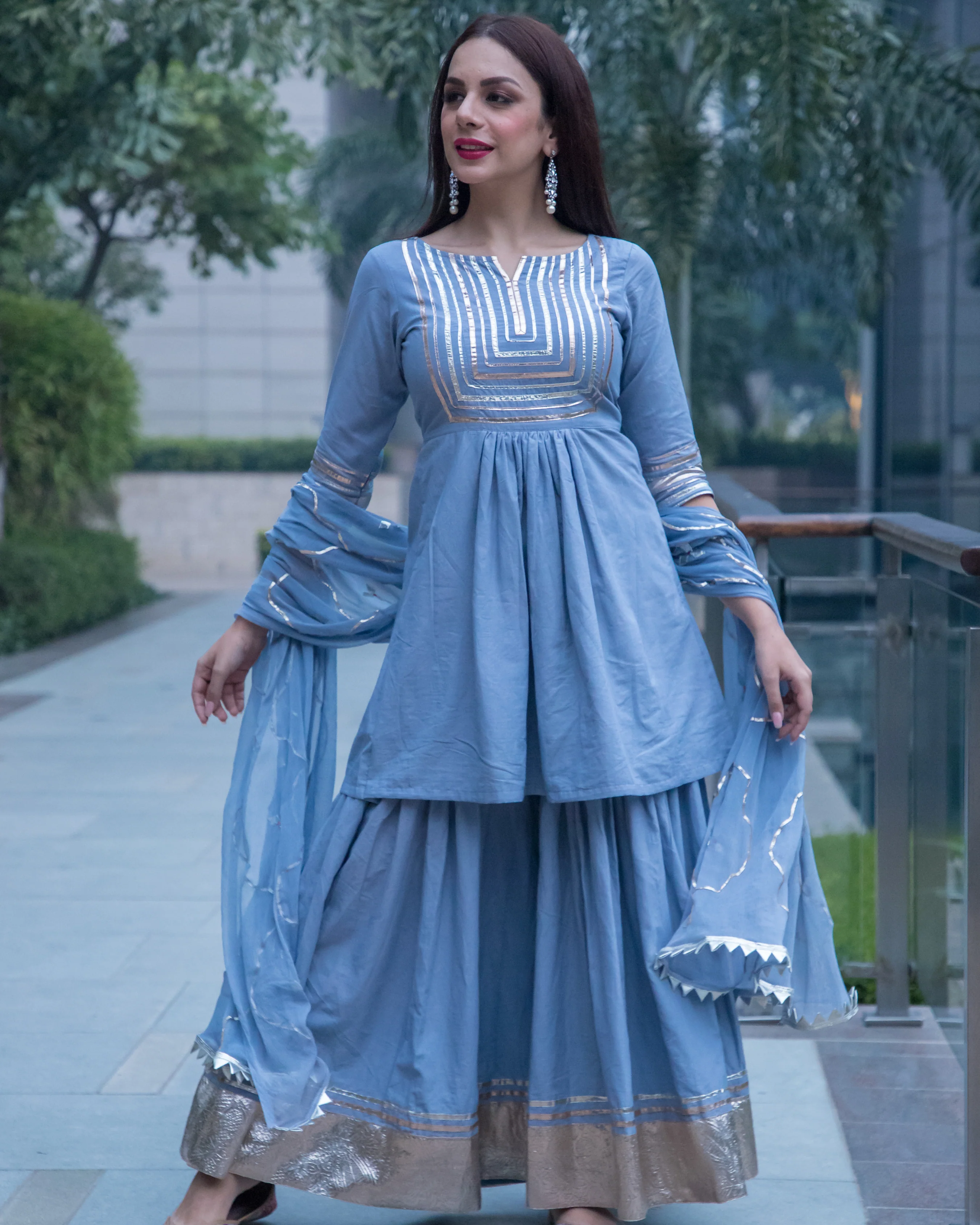 Powder Blue Gotapatti Sharara Set - Image 7