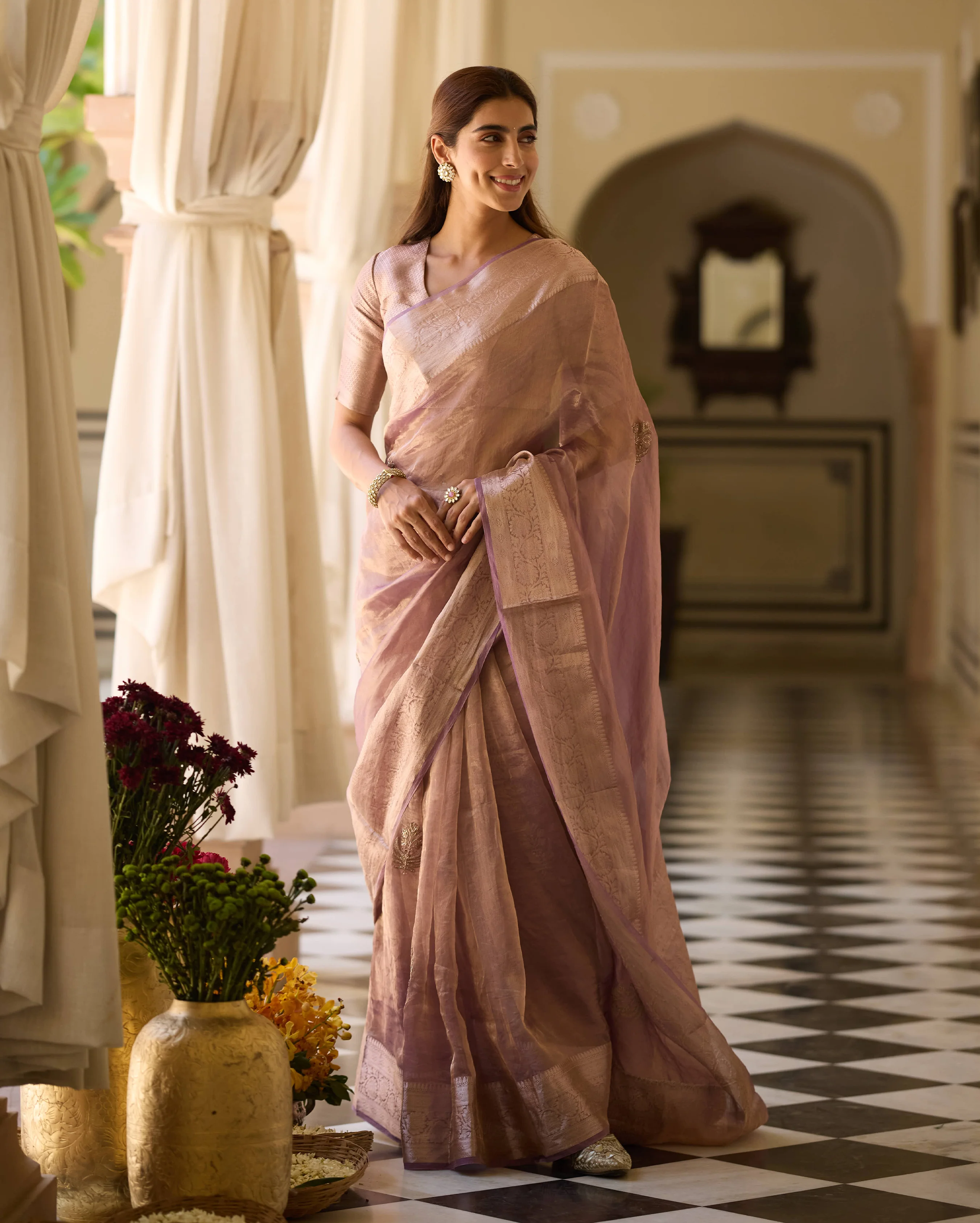 Prabha Purple Handcrafted Tissue Saree - Image 2
