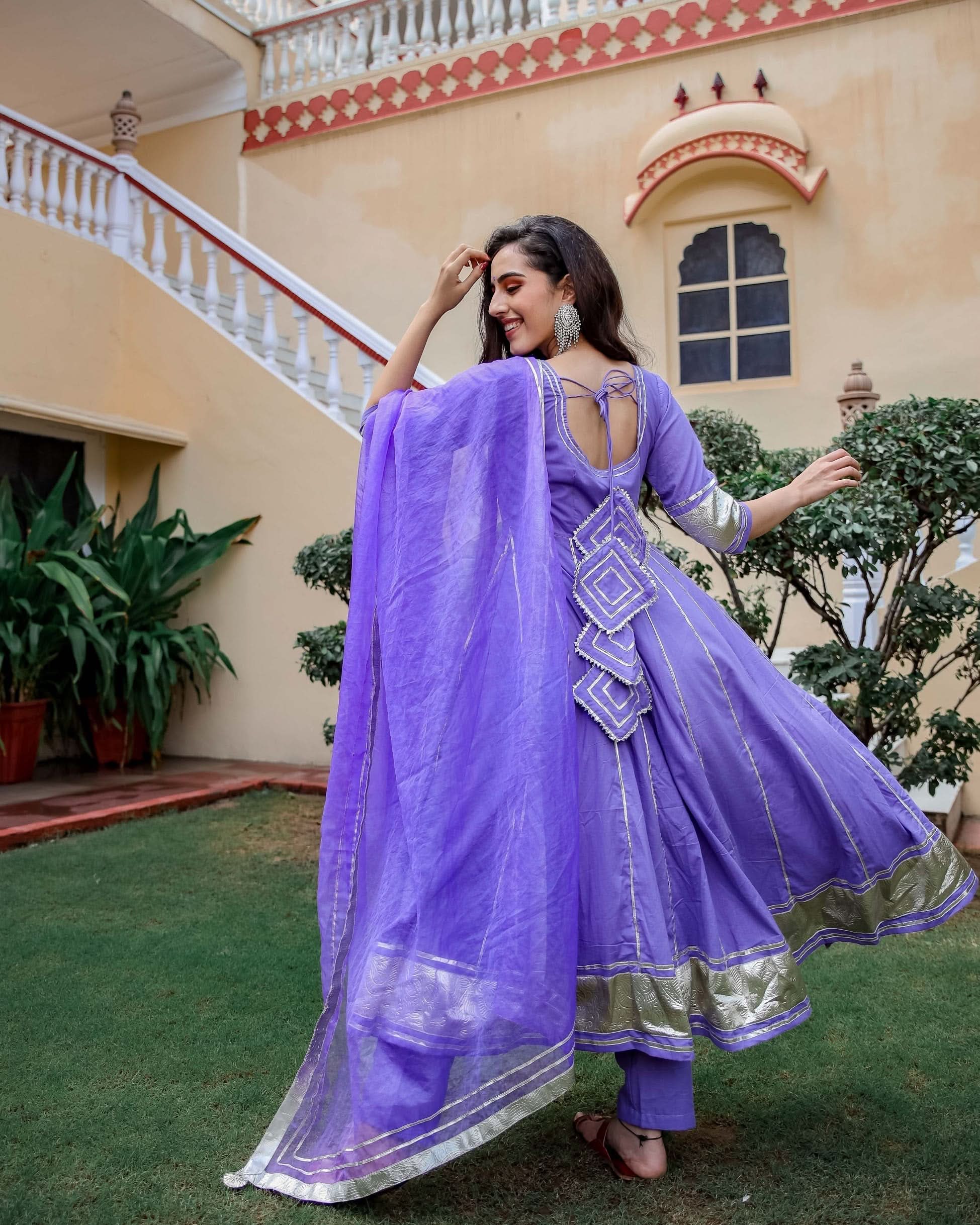 Purple Shimmer Gotapatti Anarkali Set - Image 2
