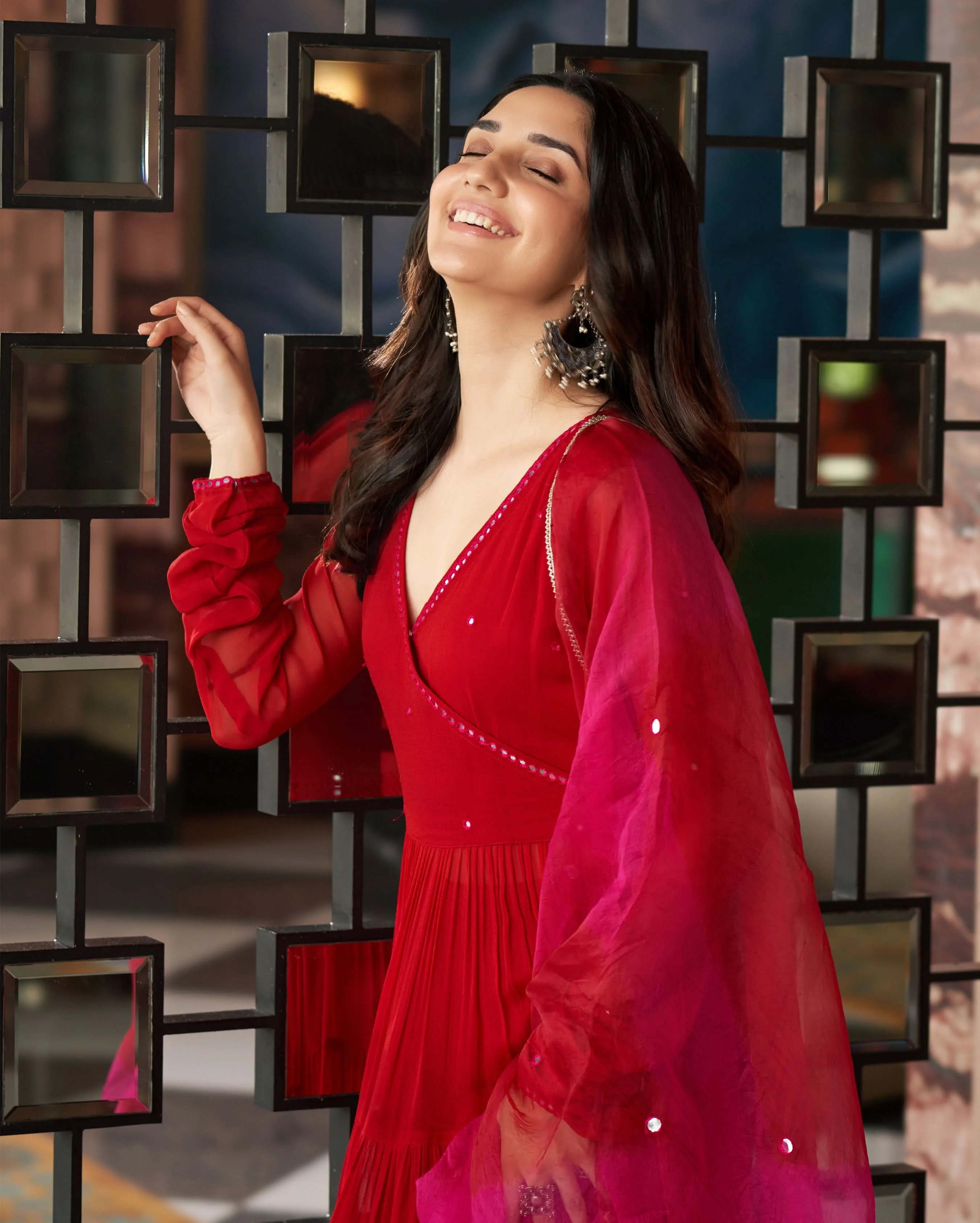 Rajni Red Embroidered Georgette Suit Set - Image 5