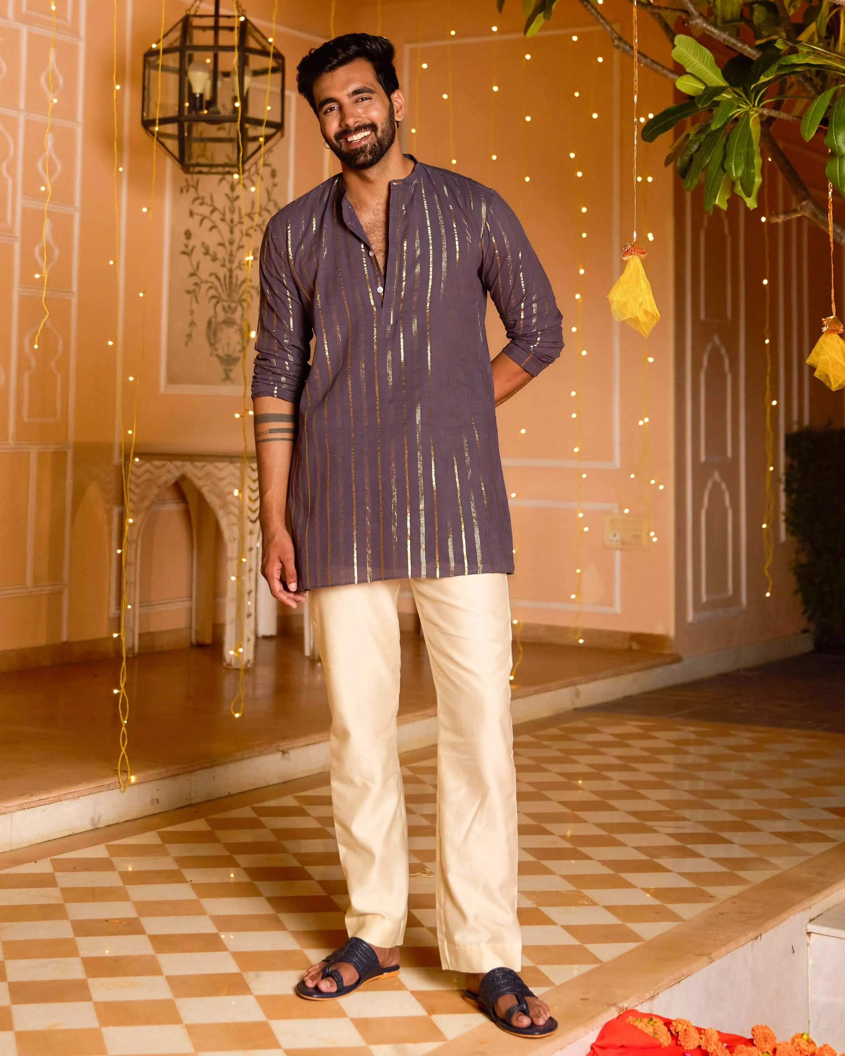 Rajyug Purple Knitted Lurex Kurta - Image 2
