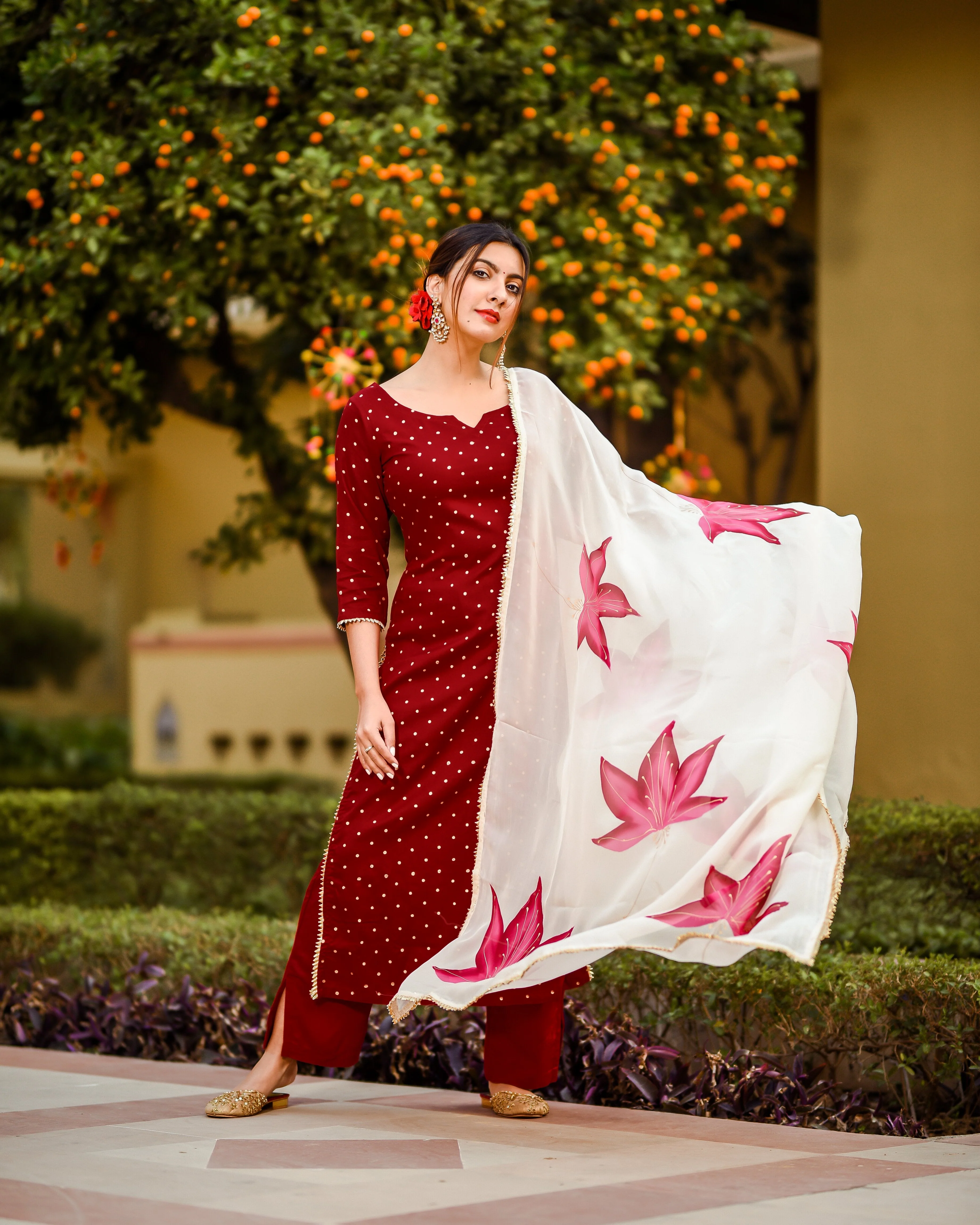 Raspberry Handpainted Suit Set - Image 4