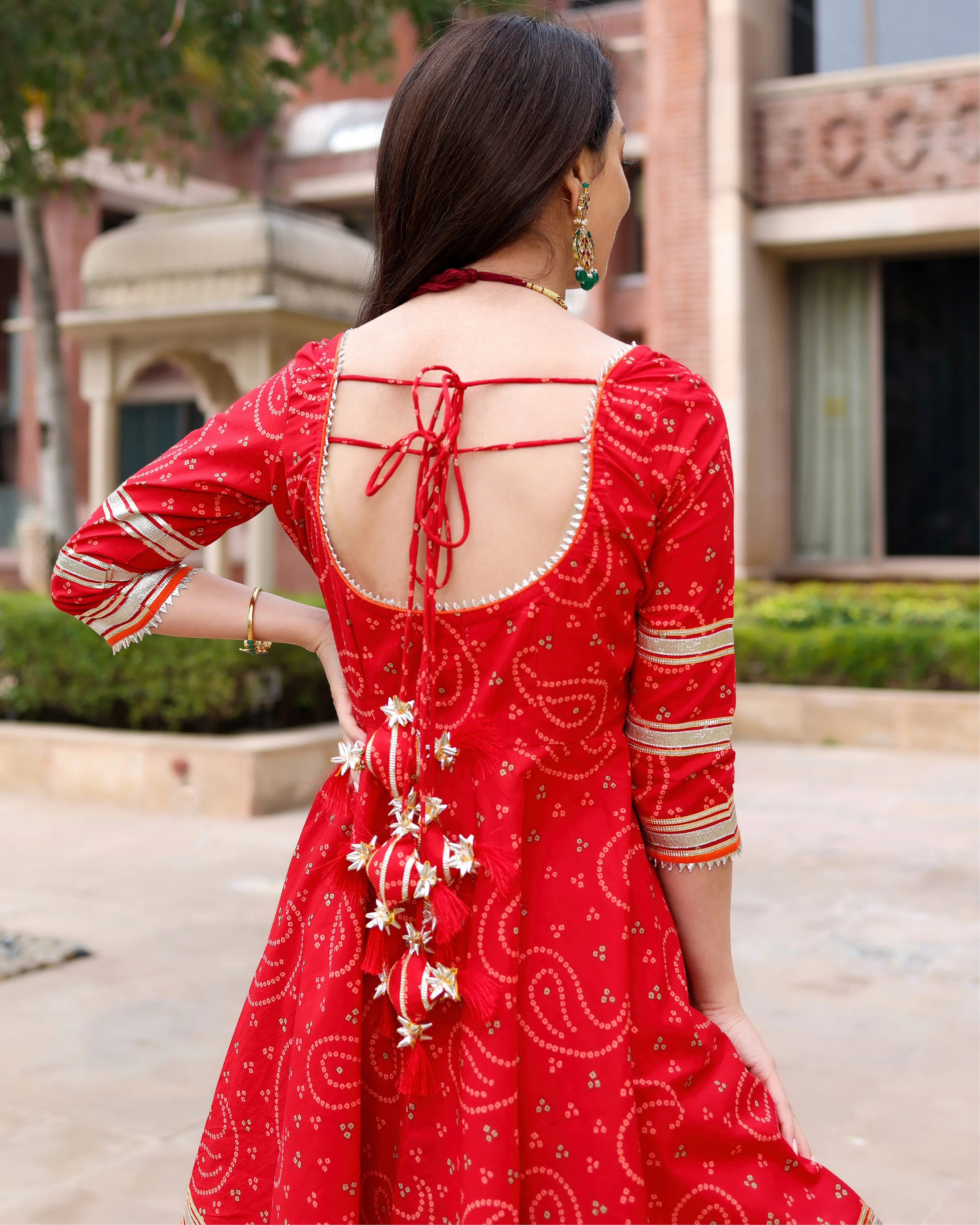 Red Hibiscus Gotapatti Sharara Set - Image 4