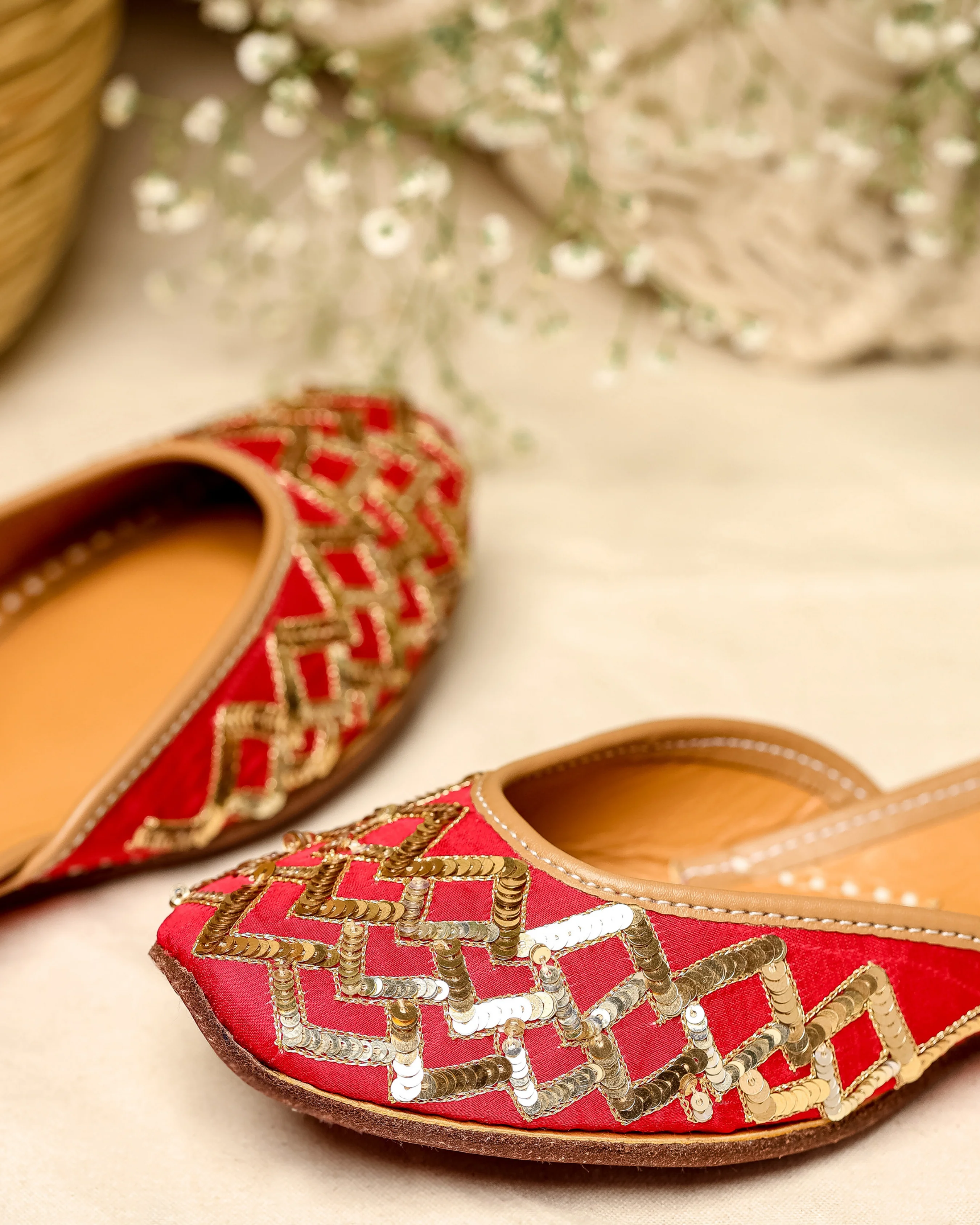 Red Mahogany Handcrafted Jutti - Image 6