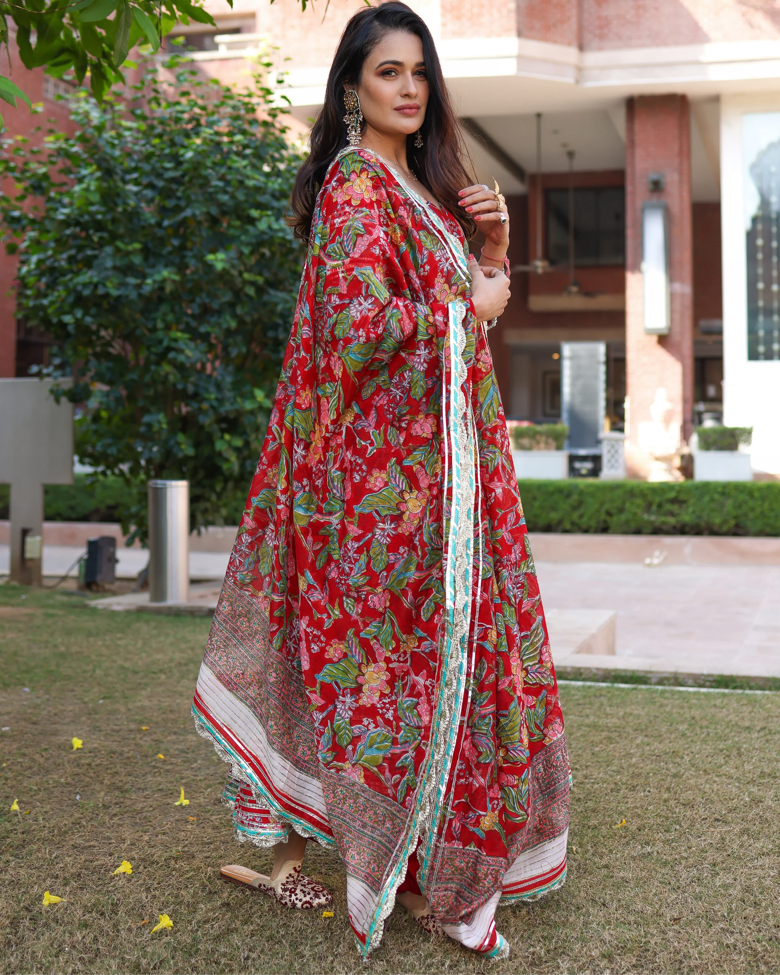 Red Peprika Handblock Suit Set - Image 5