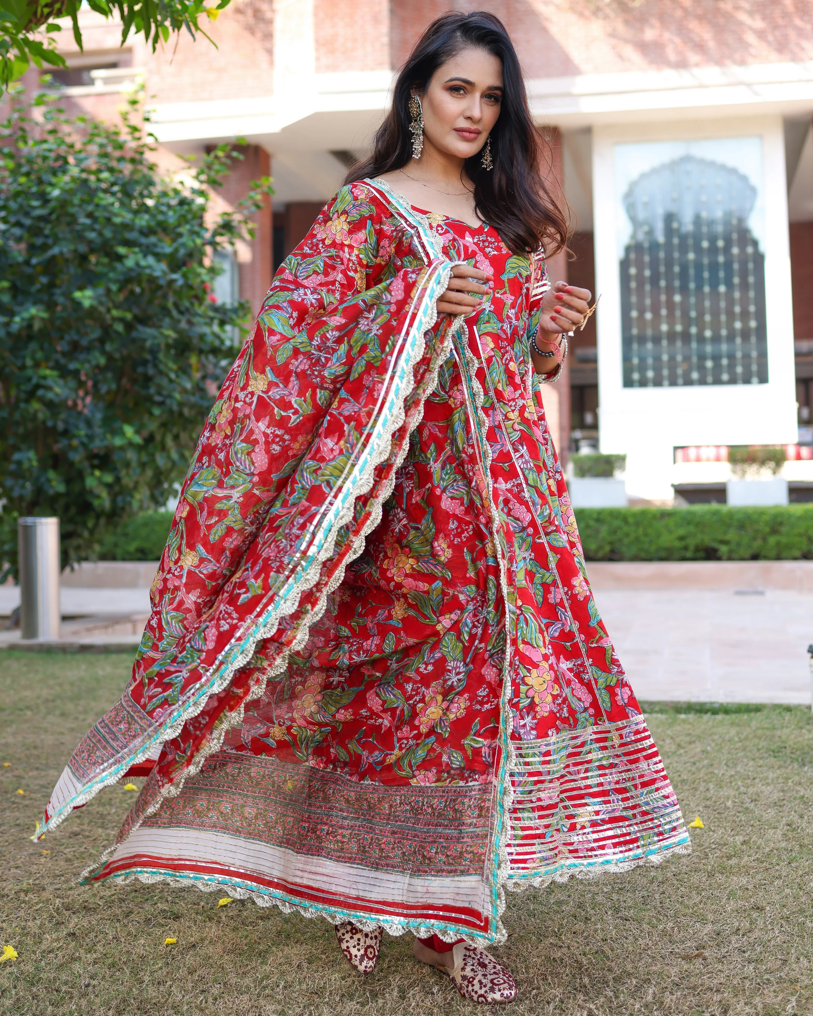 Red Peprika Handblock Suit Set - Image 7