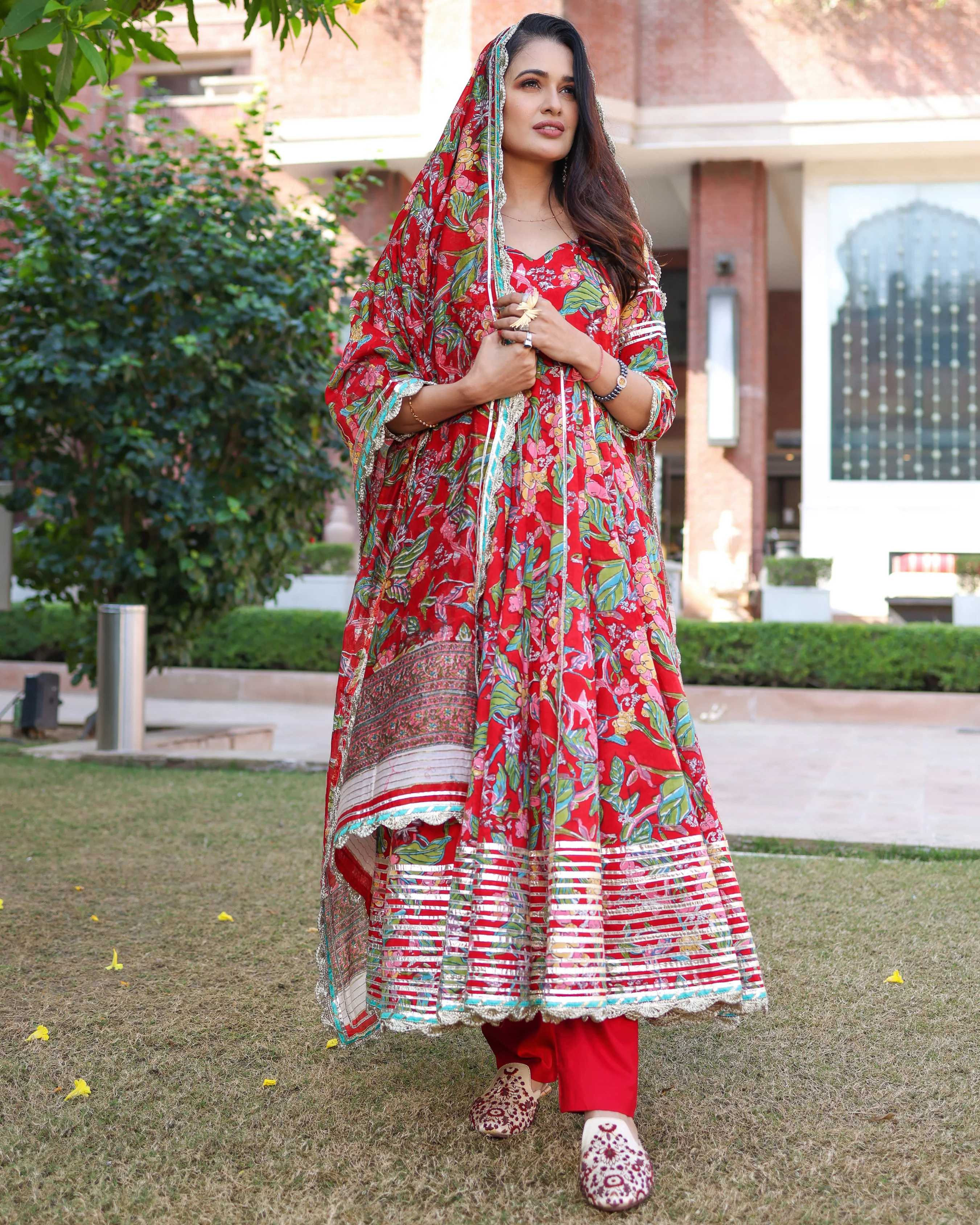 Red Peprika Handblock Suit Set - Image 9