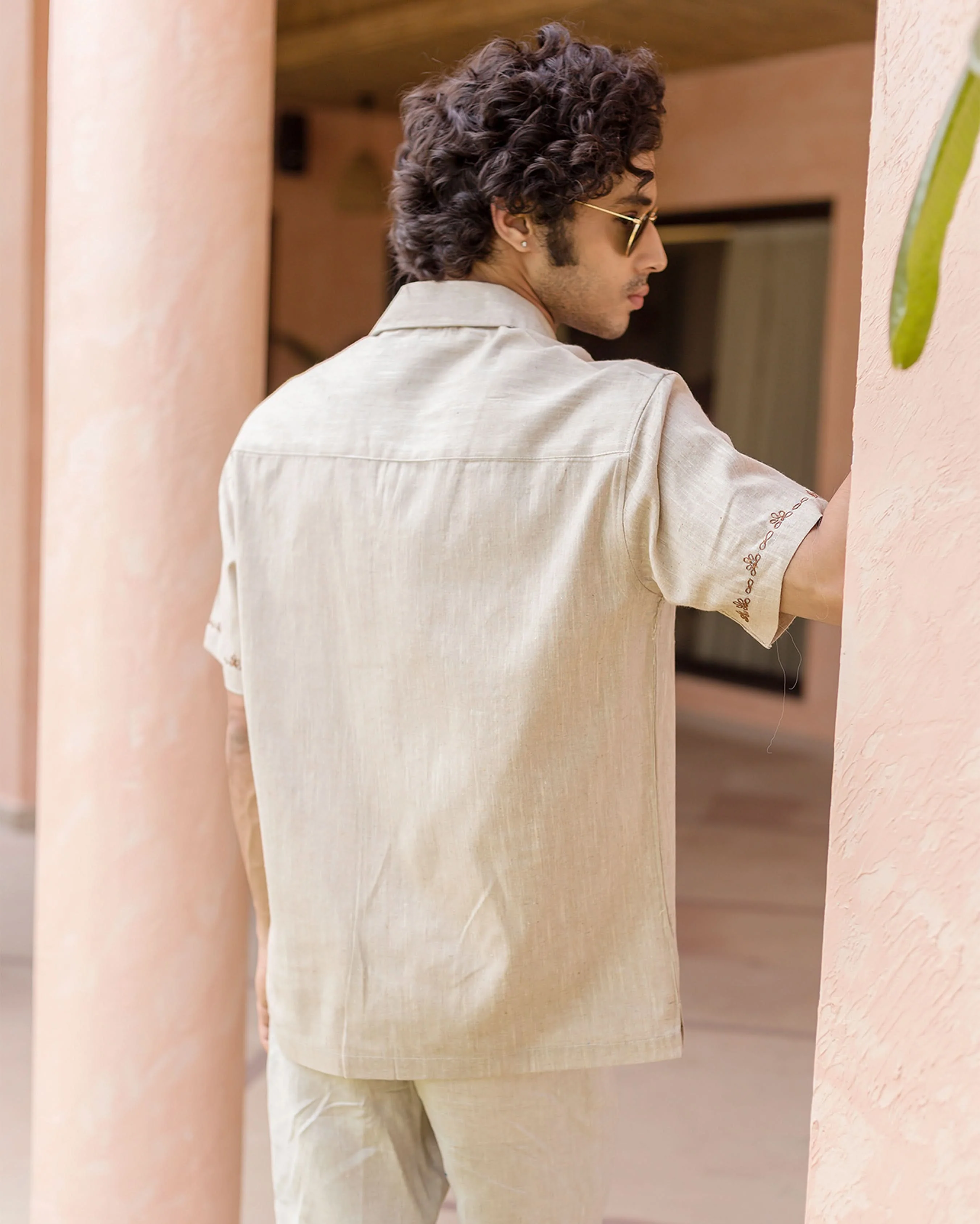 Reed Brown Embroidered Cotton Shirt - Image 7