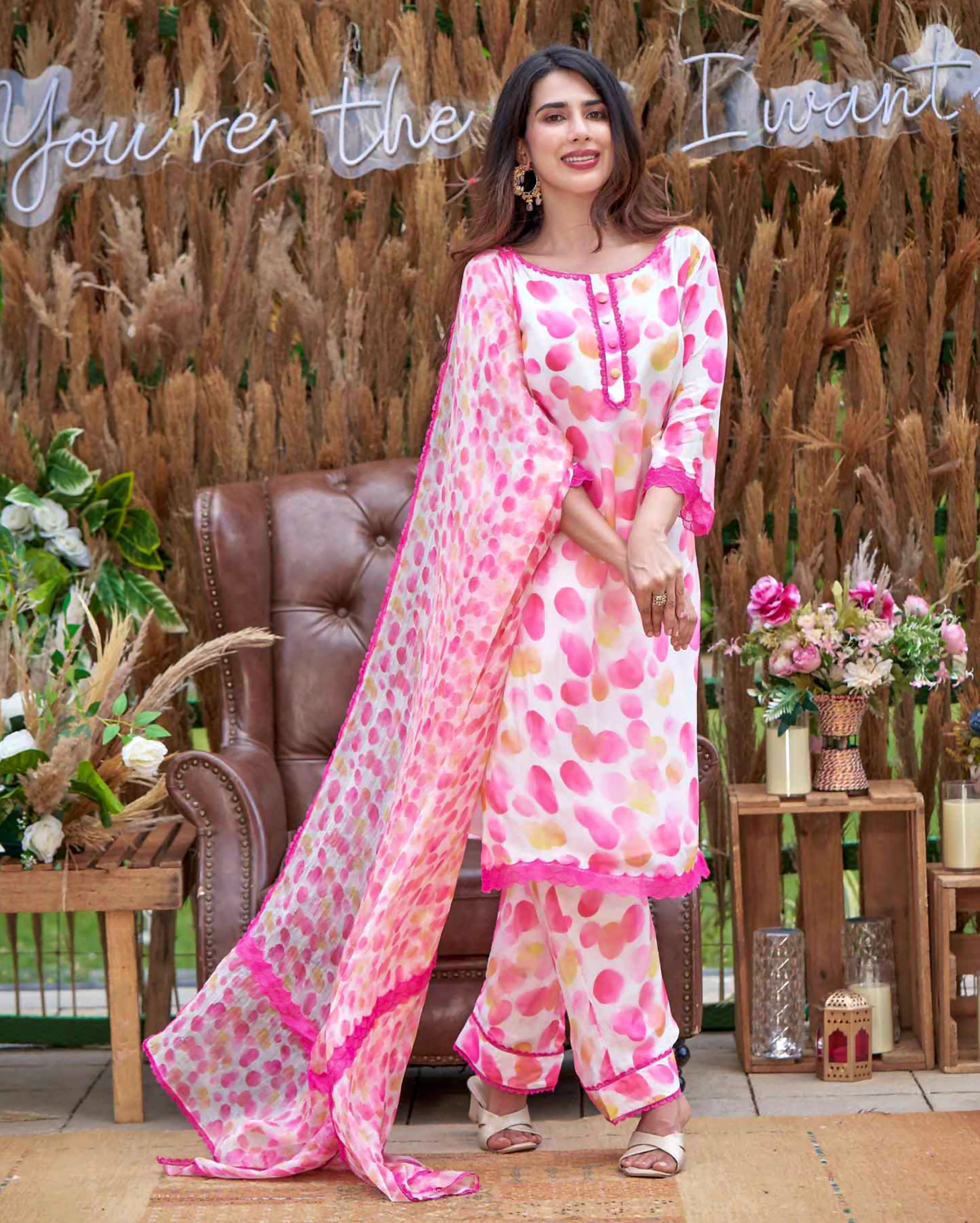 Riddhi White Printed Silk Suit Set - Image 2