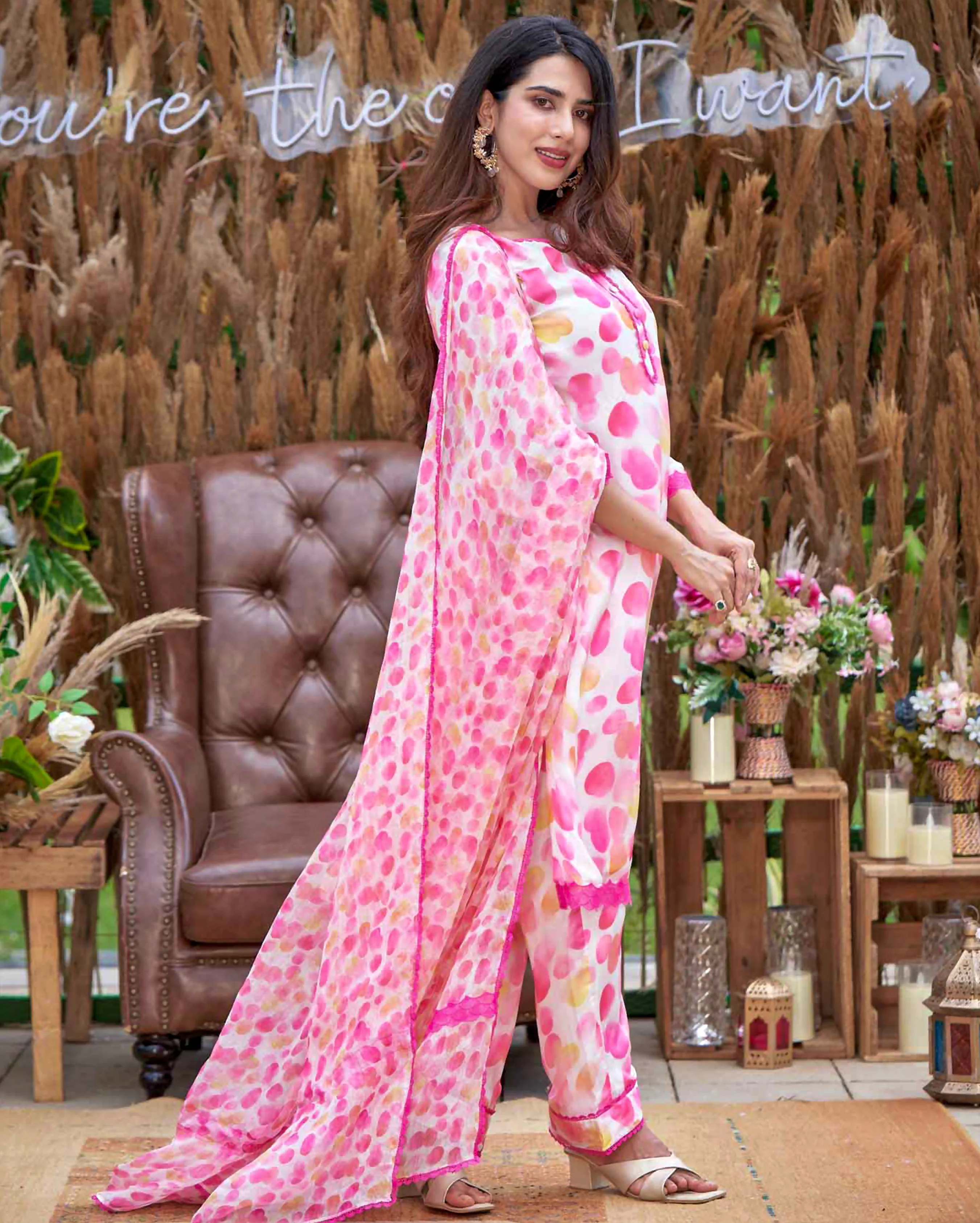 Riddhi White Printed Silk Suit Set - Image 3