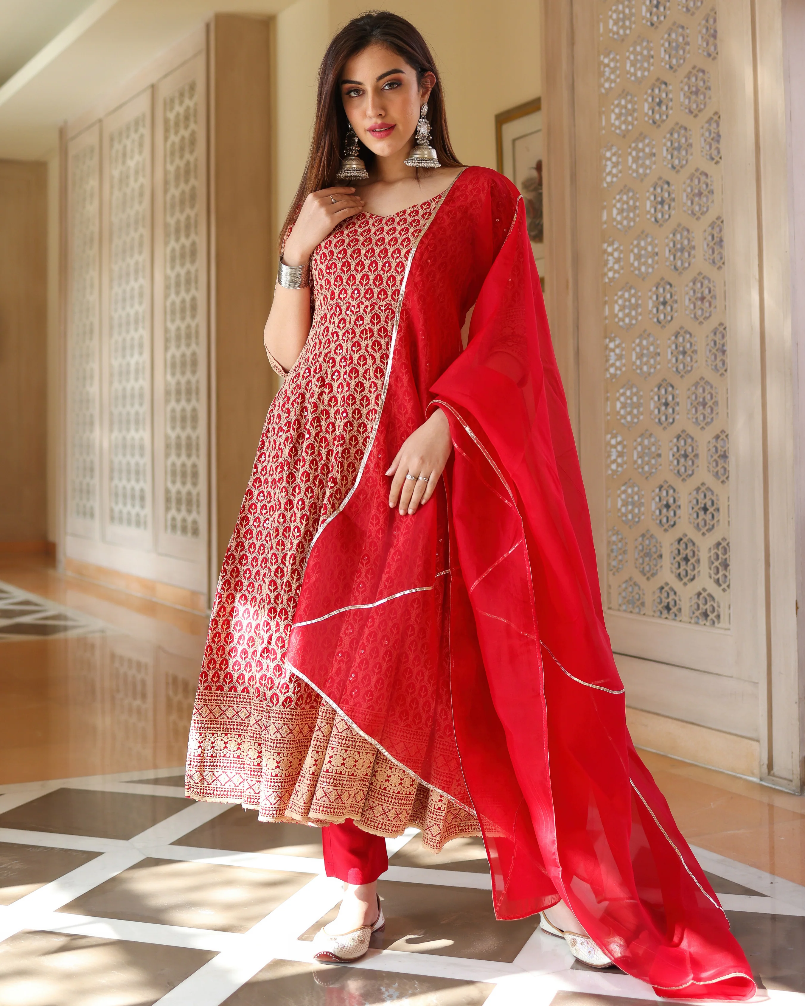 Roasted Red Anarkali Suit Set - Image 3