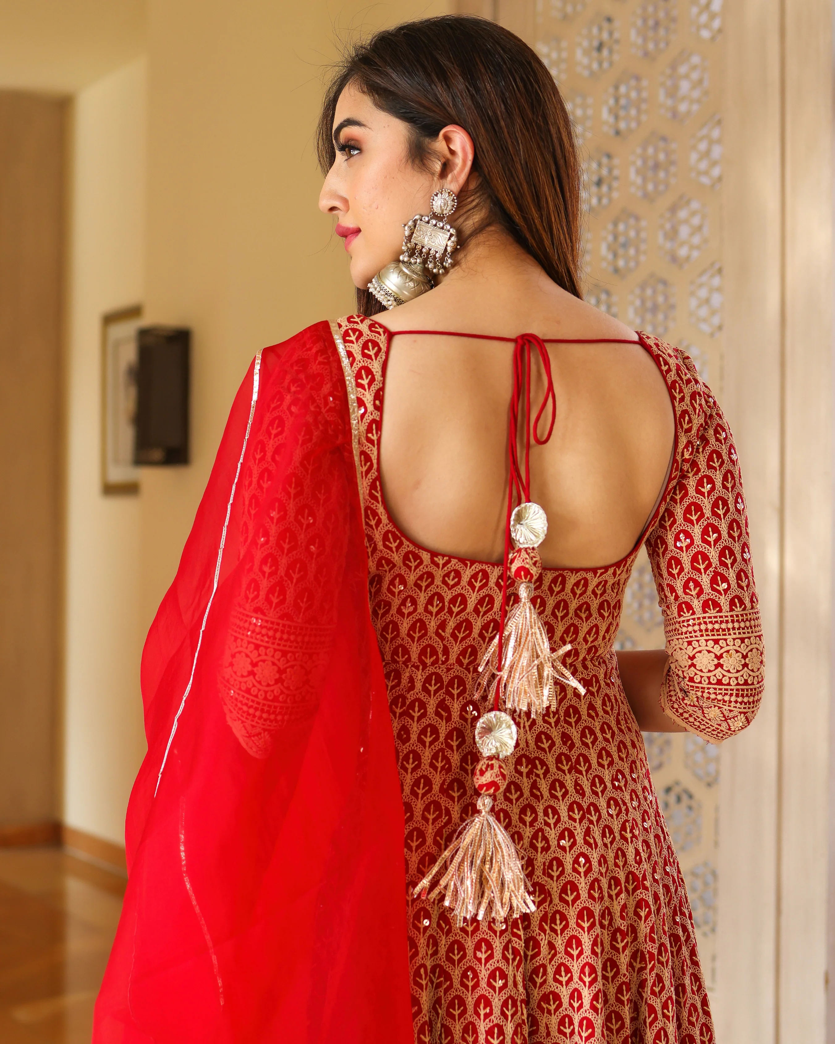 Roasted Red Anarkali Suit Set - Image 4