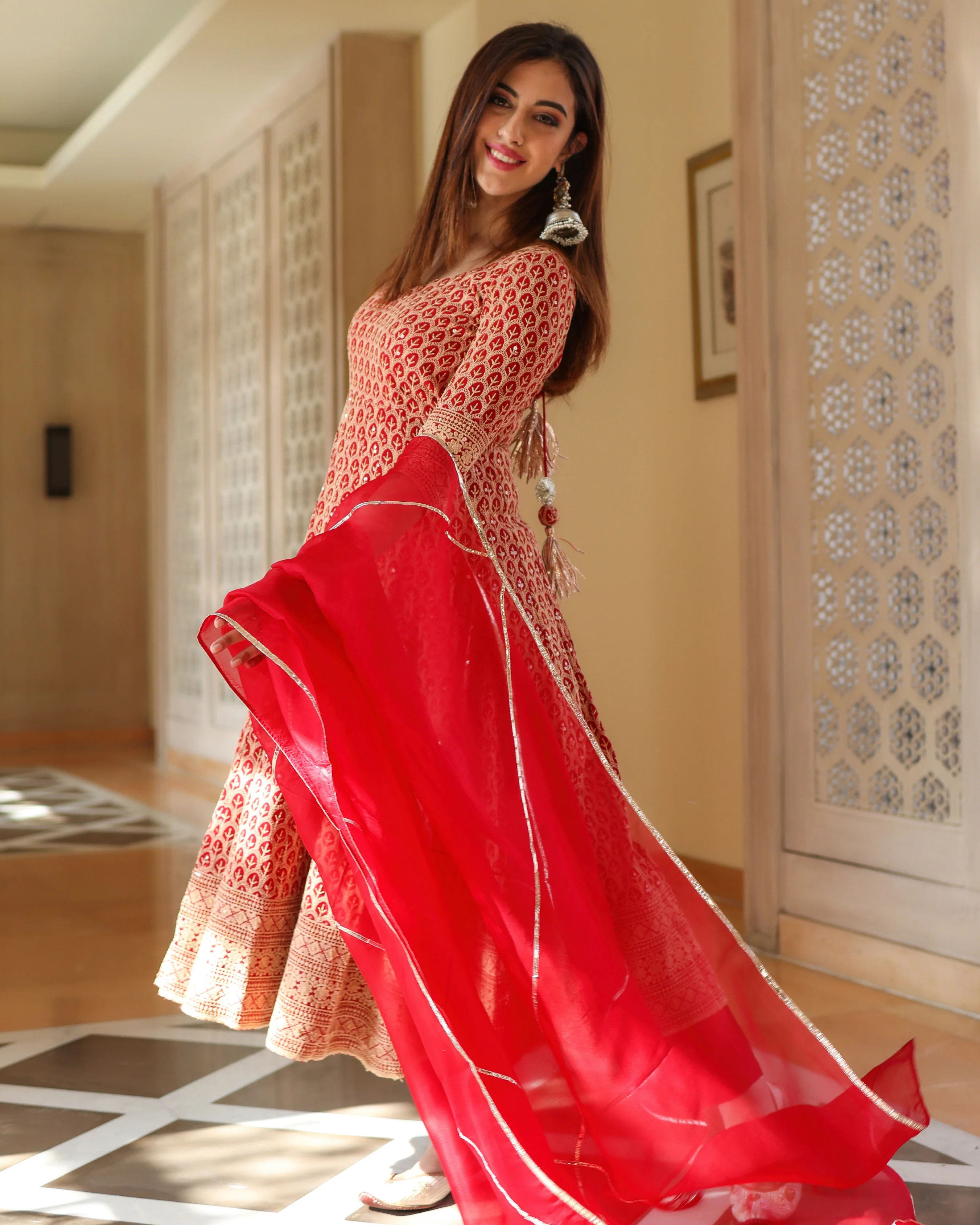 Roasted Red Anarkali Suit Set - Image 8