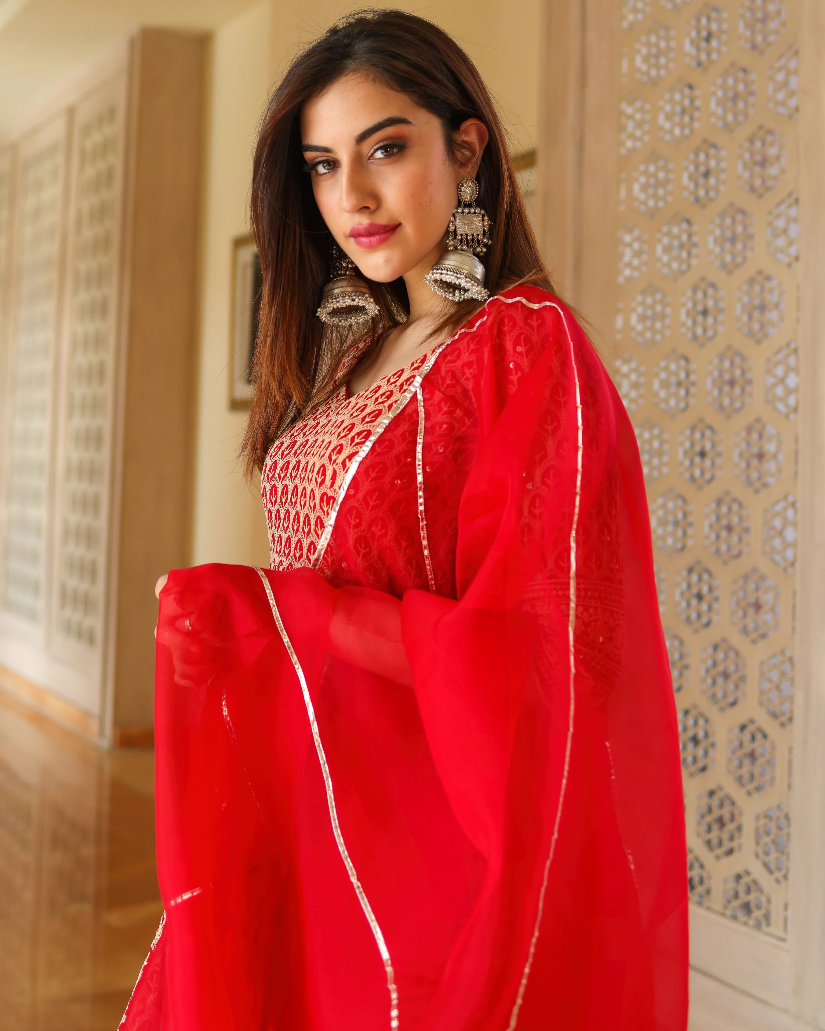Roasted Red Anarkali Suit Set - Image 9