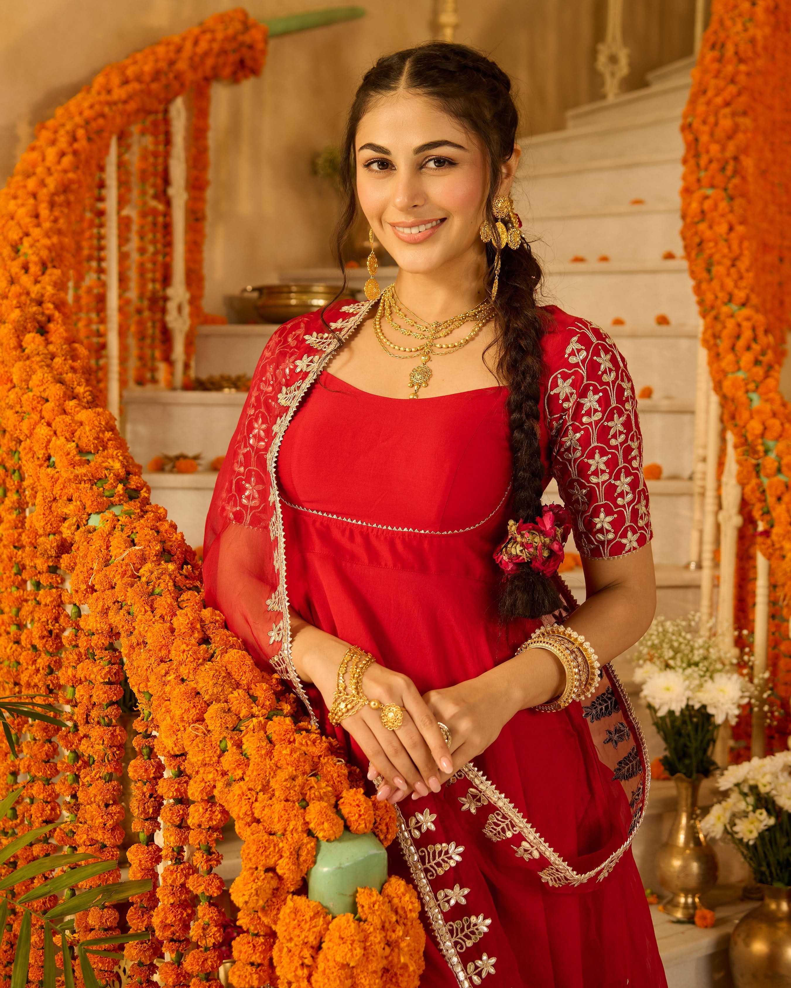 Roli Red Solid Chanderi Suit Set - Image 5