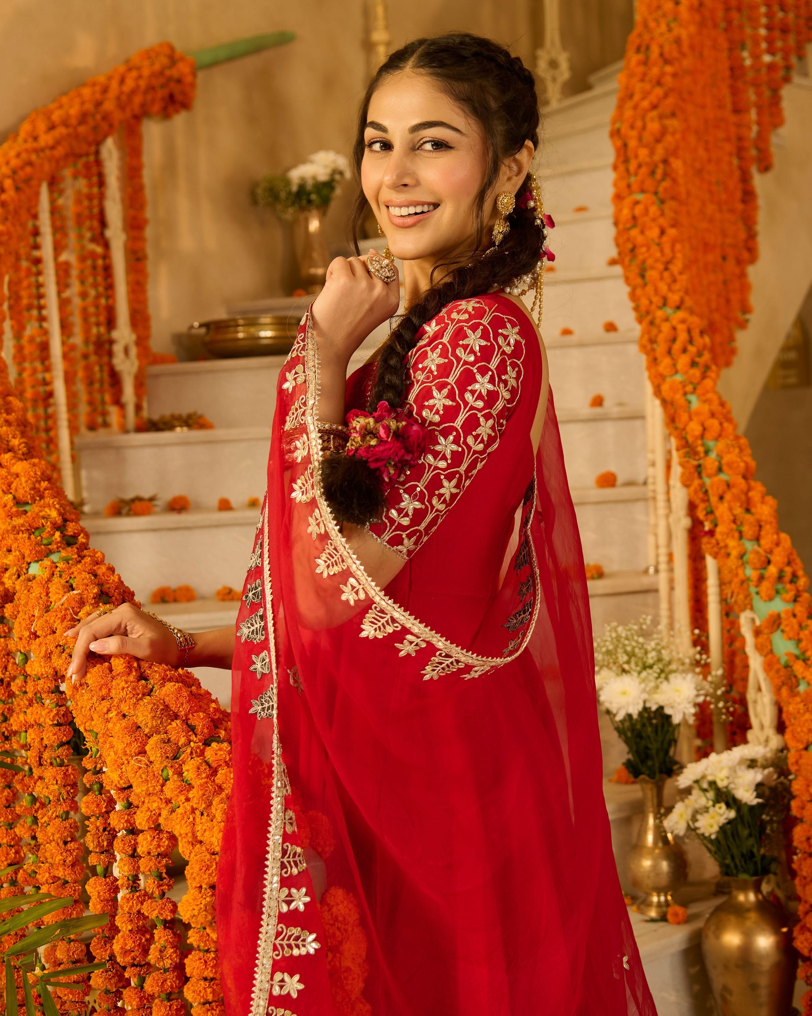 Roli Red Solid Chanderi Suit Set - Image 6