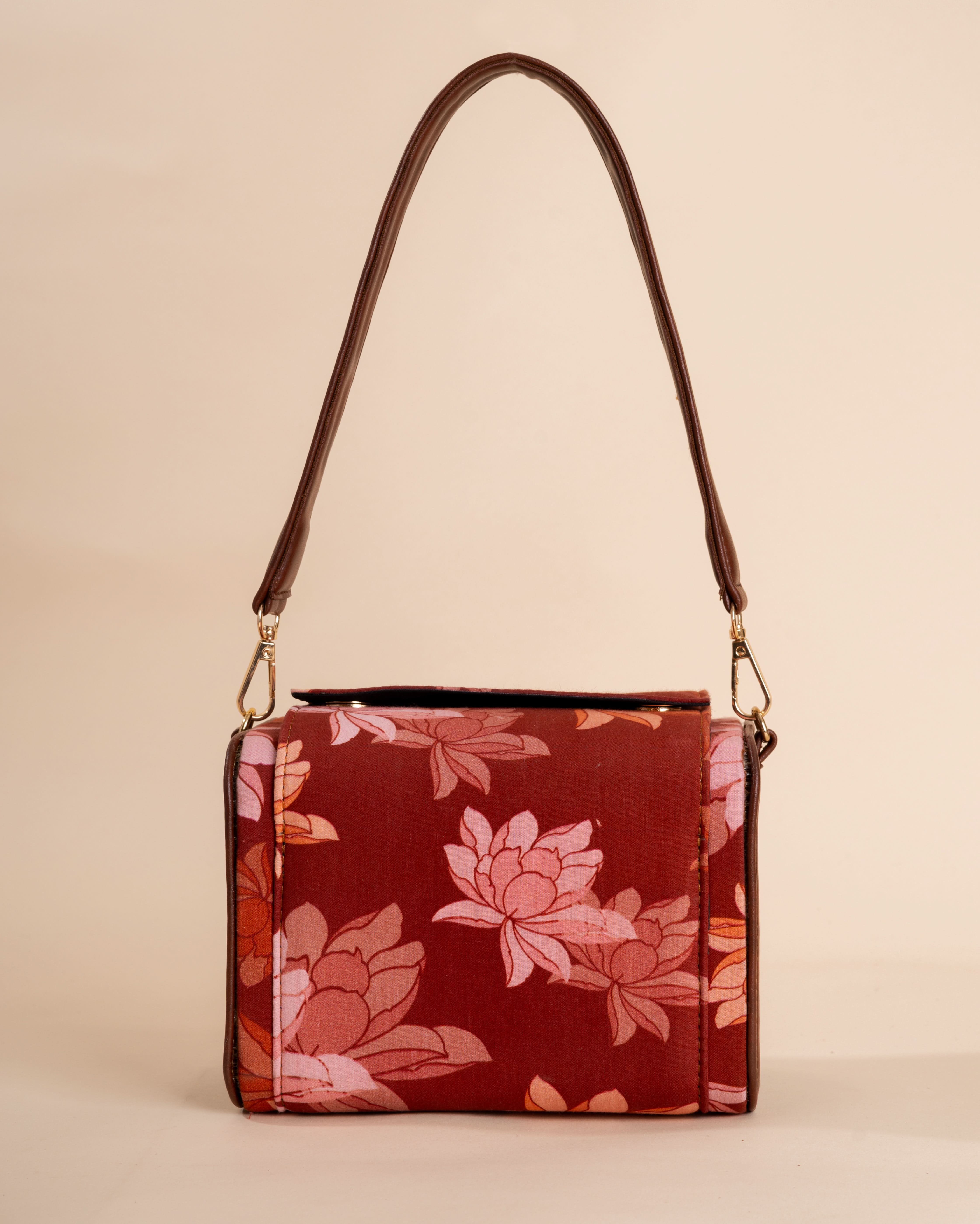 Rosalie Retro Maroon Satchel Bag - Image 4