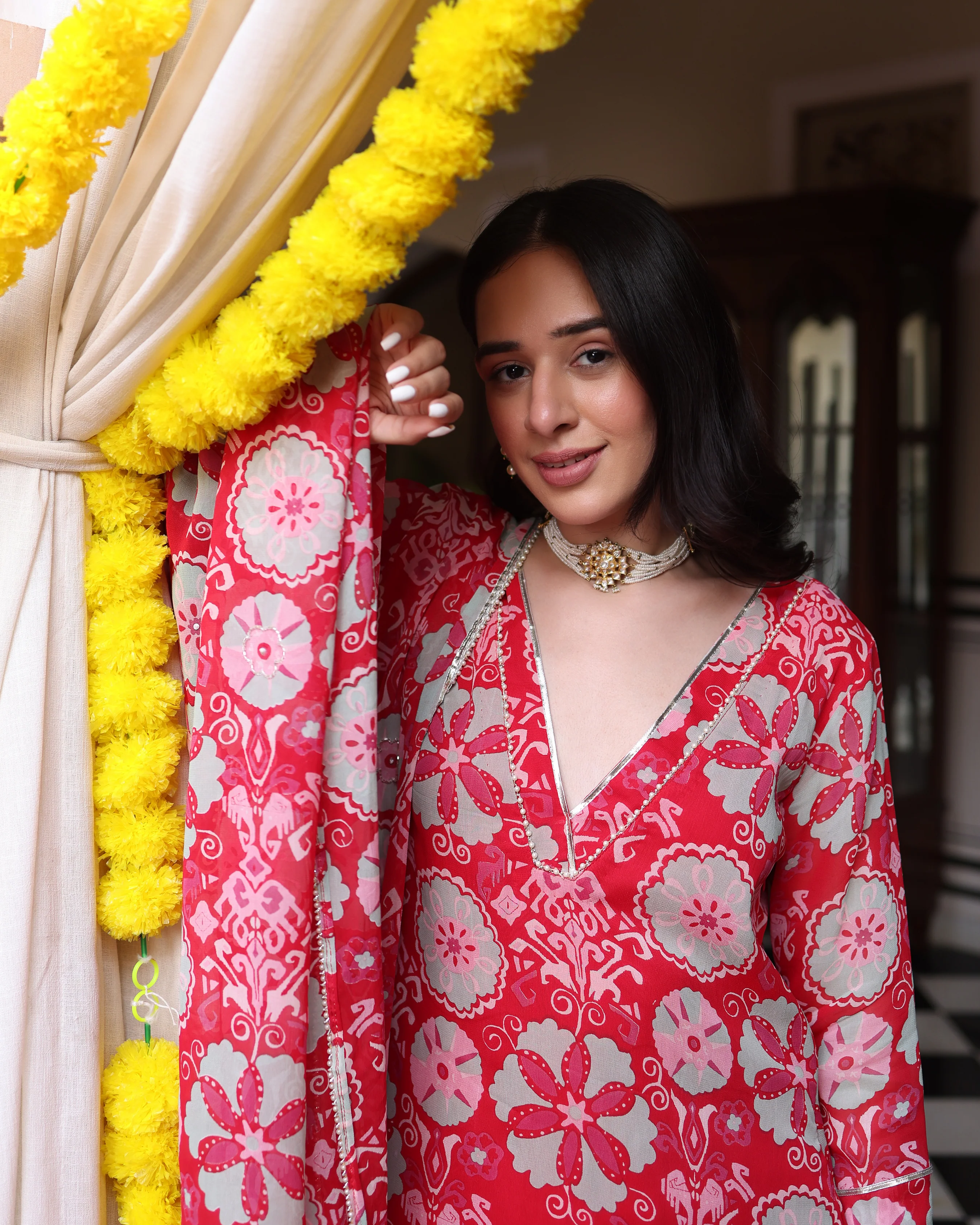 Rose Pink Melody Printed Georgette Suit Set - Image 2