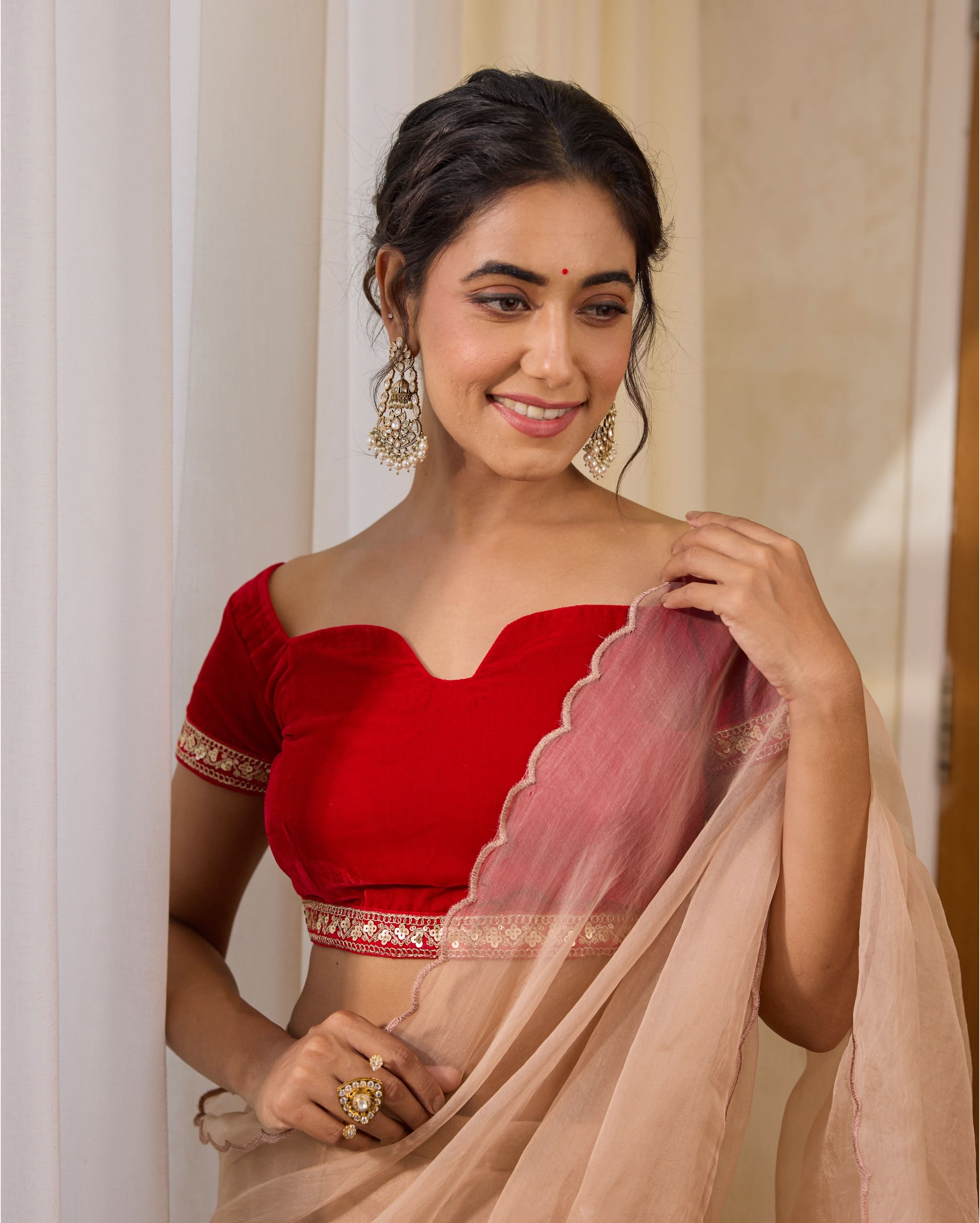 Rose Red Velvet Blouse - Image 2