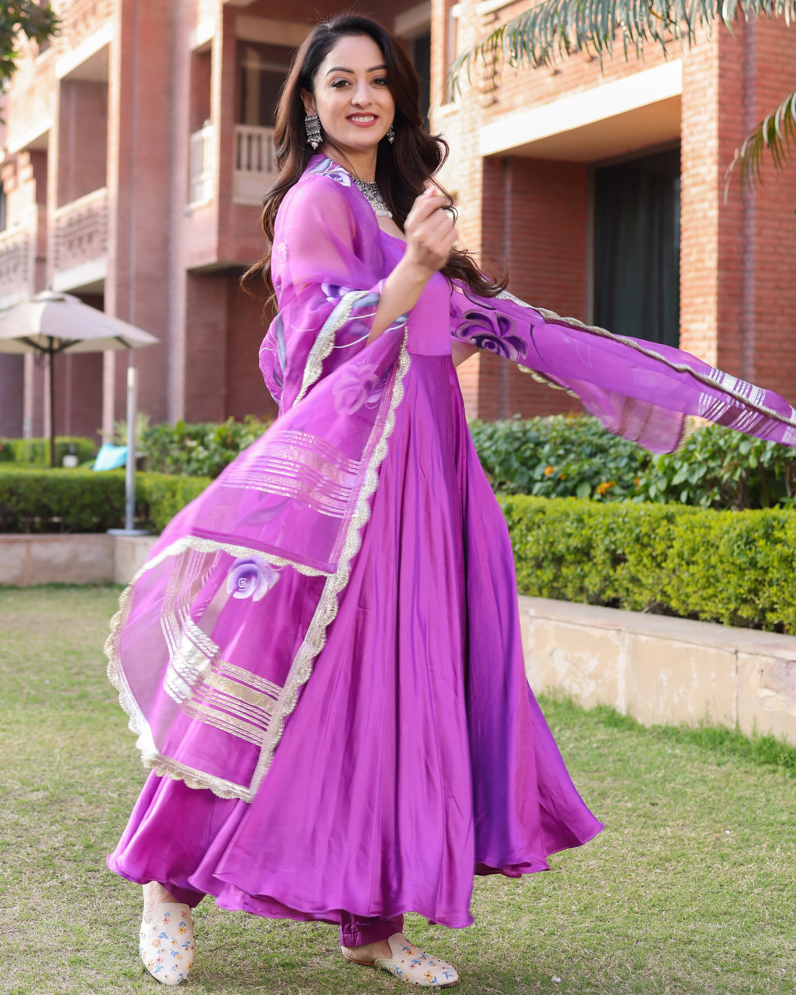 Rose Violet Handpainted Suit Set - Image 2