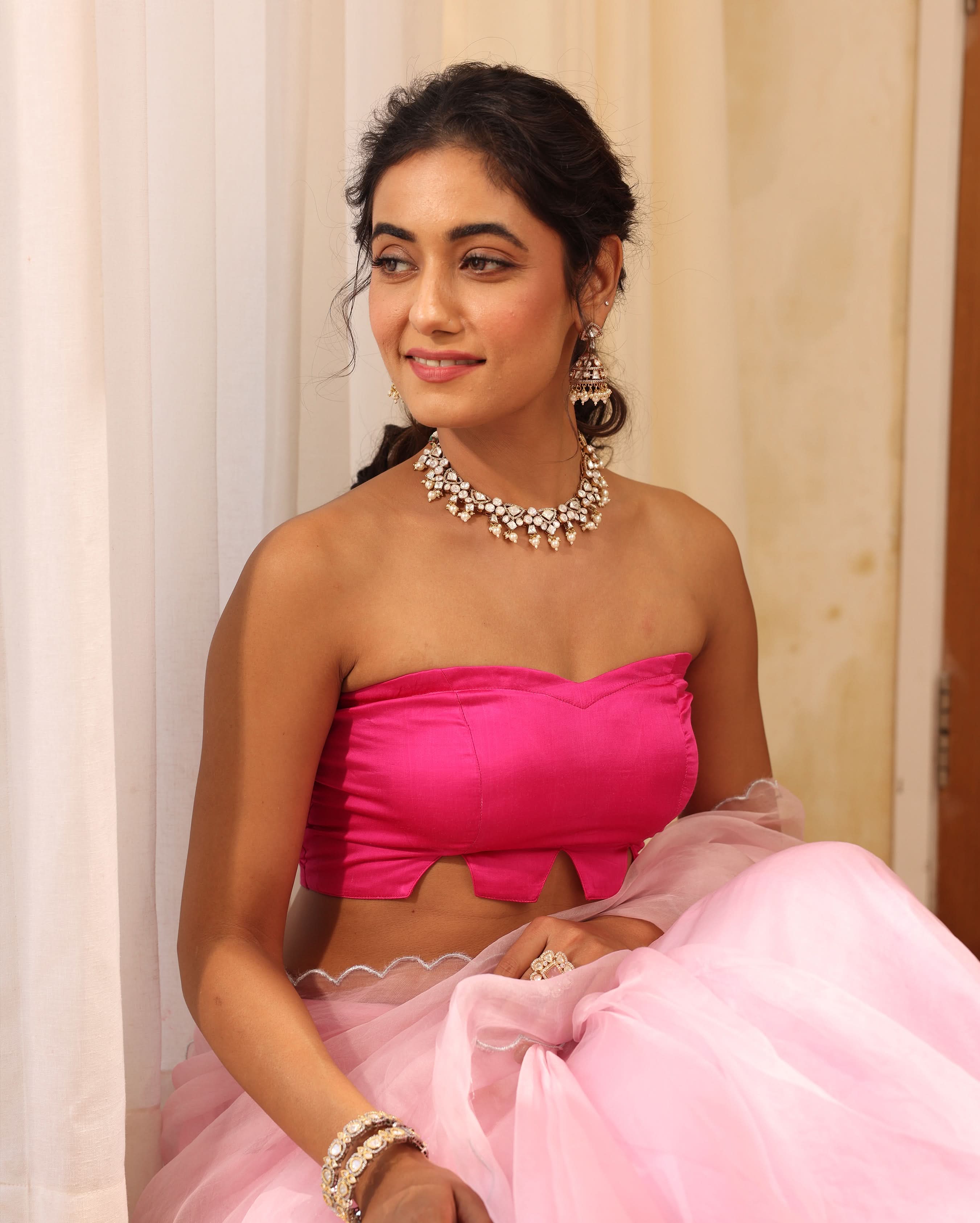 Roshni Pink Satin Blouse - Image 3