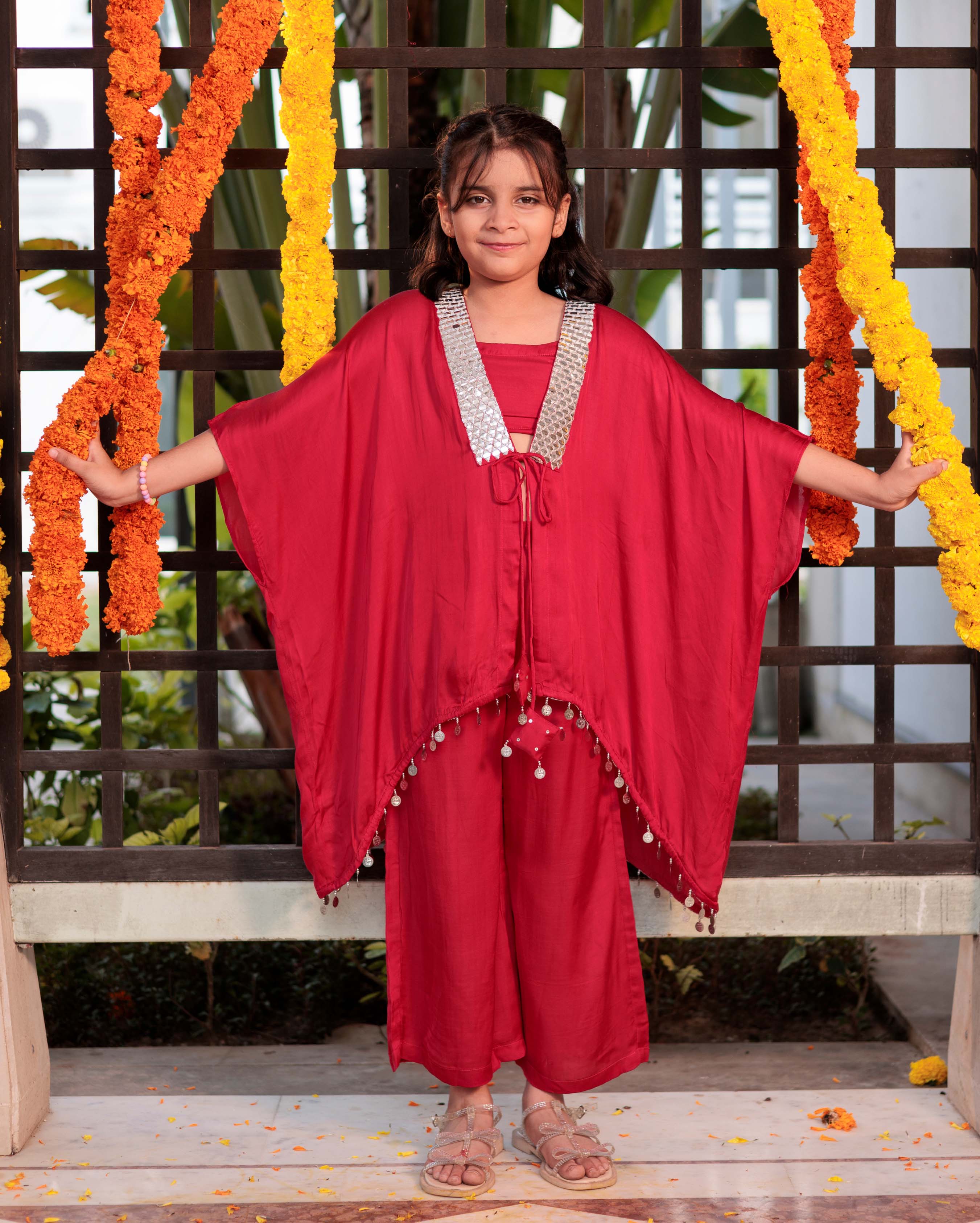 Rosy Reverie Red Satin Coord Set