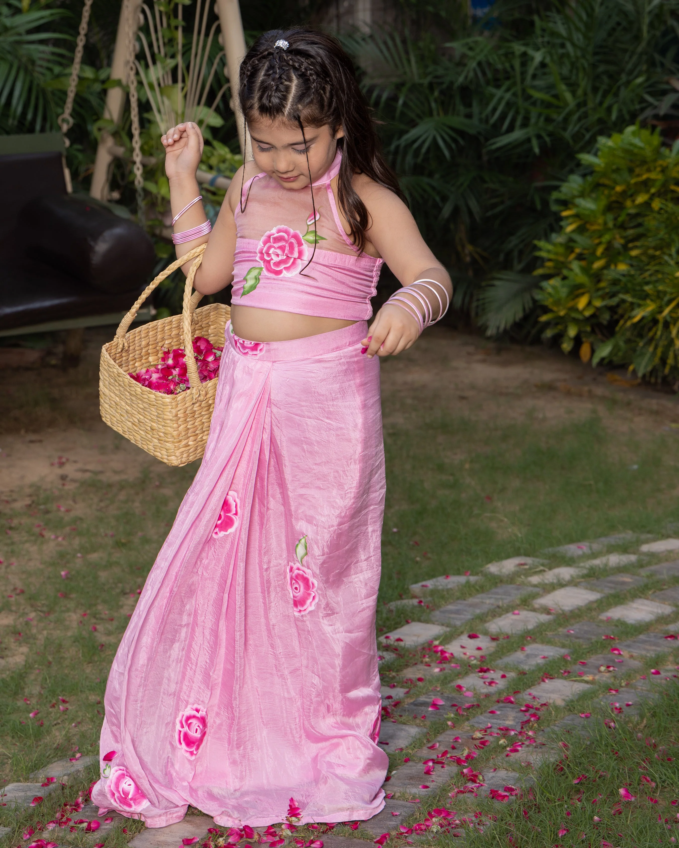 Sakura Light Pink Handpainted Silk Coord Set - Image 5