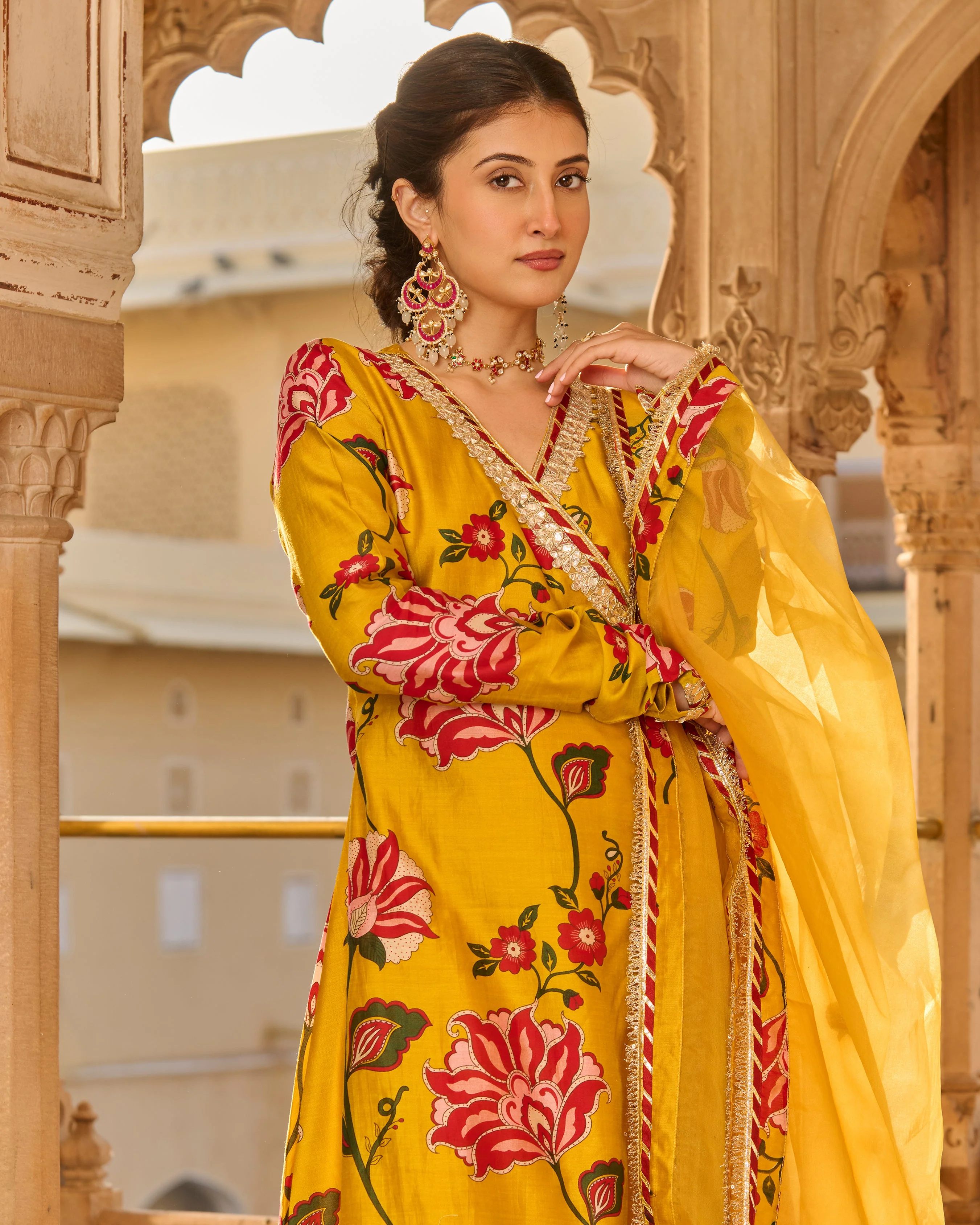 Sana Mustard Printed Chanderi Suit Set - Image 6