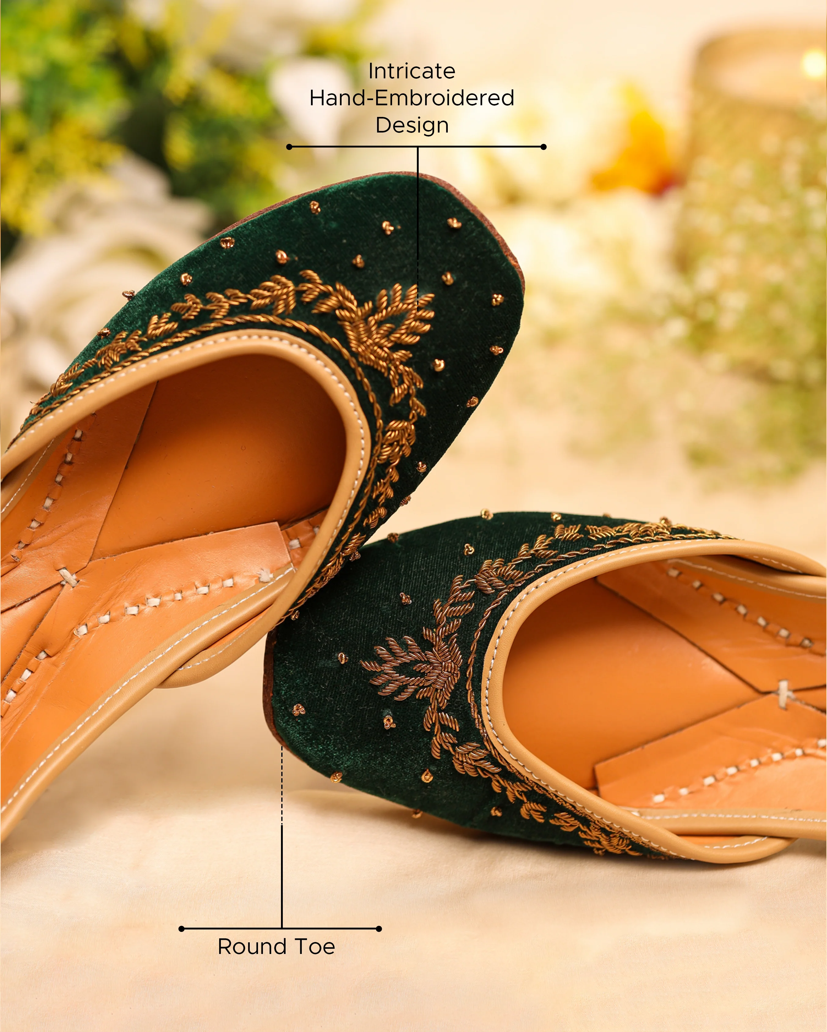 Sassy Green Handcrafted Jutti - Image 2