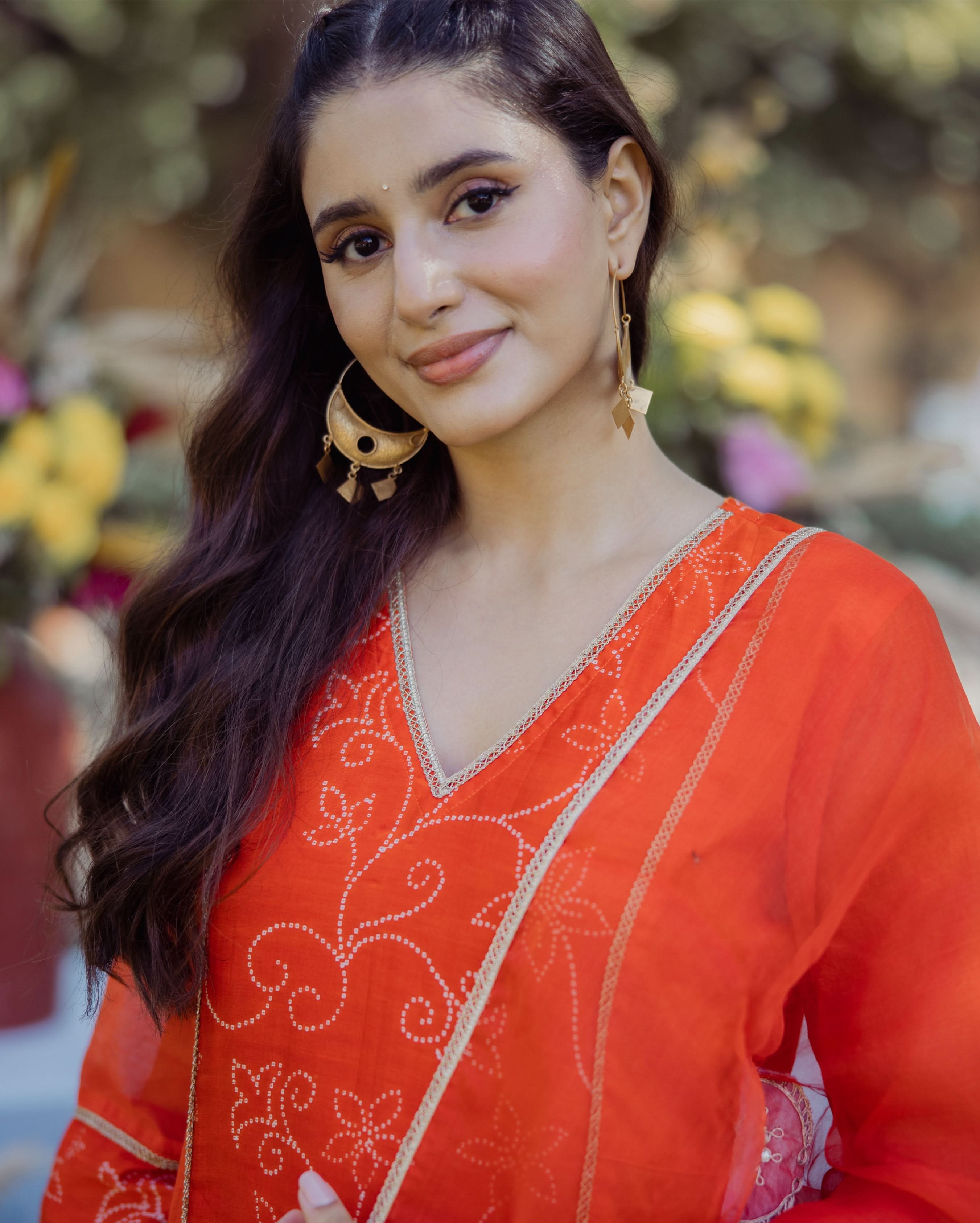 Saumya Orange Bandhani Chanderi Suit Set - Image 7