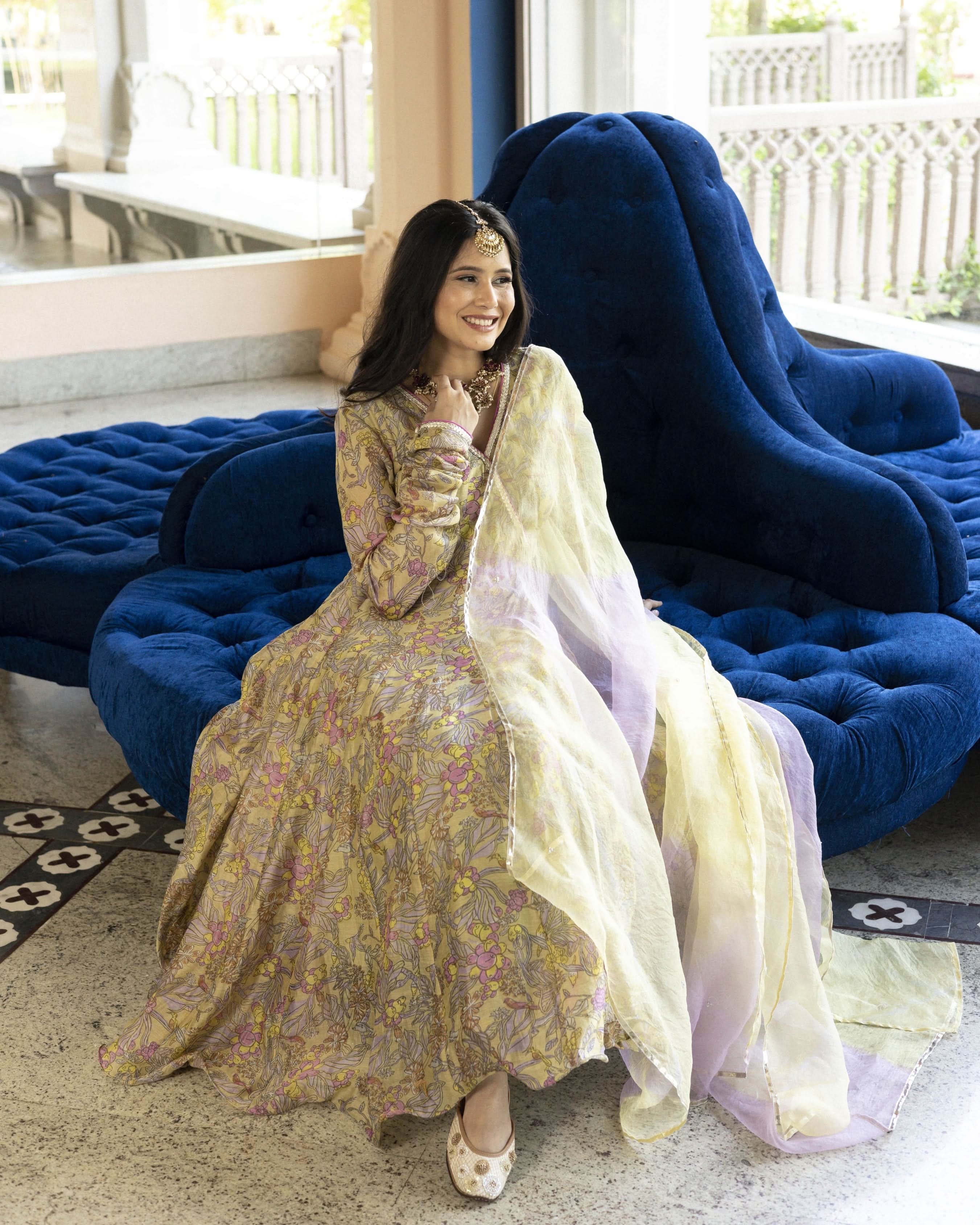 Sayantani Chanderi Angrakha Suit Set - Image 4