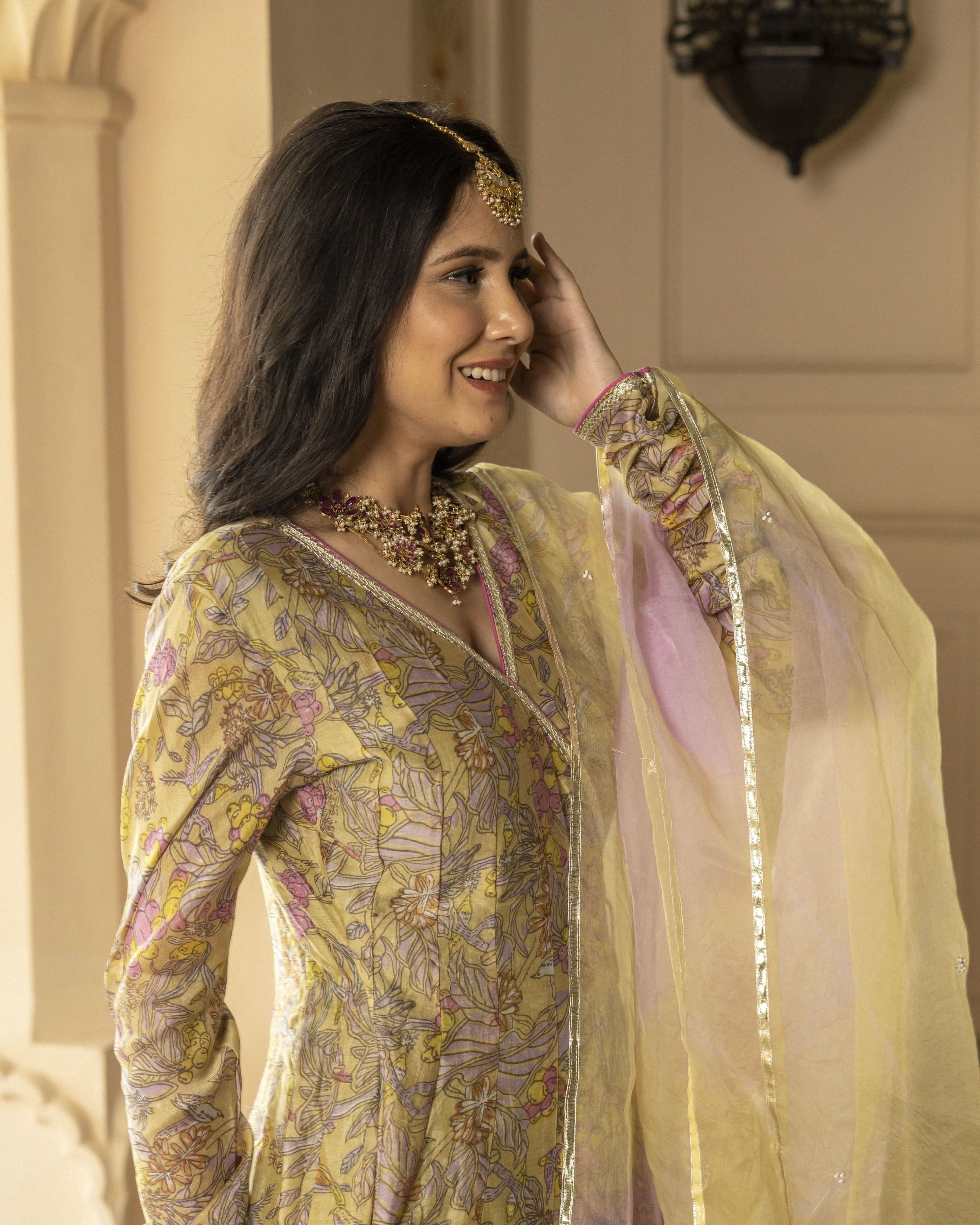 Sayantani Chanderi Angrakha Suit Set - Image 9