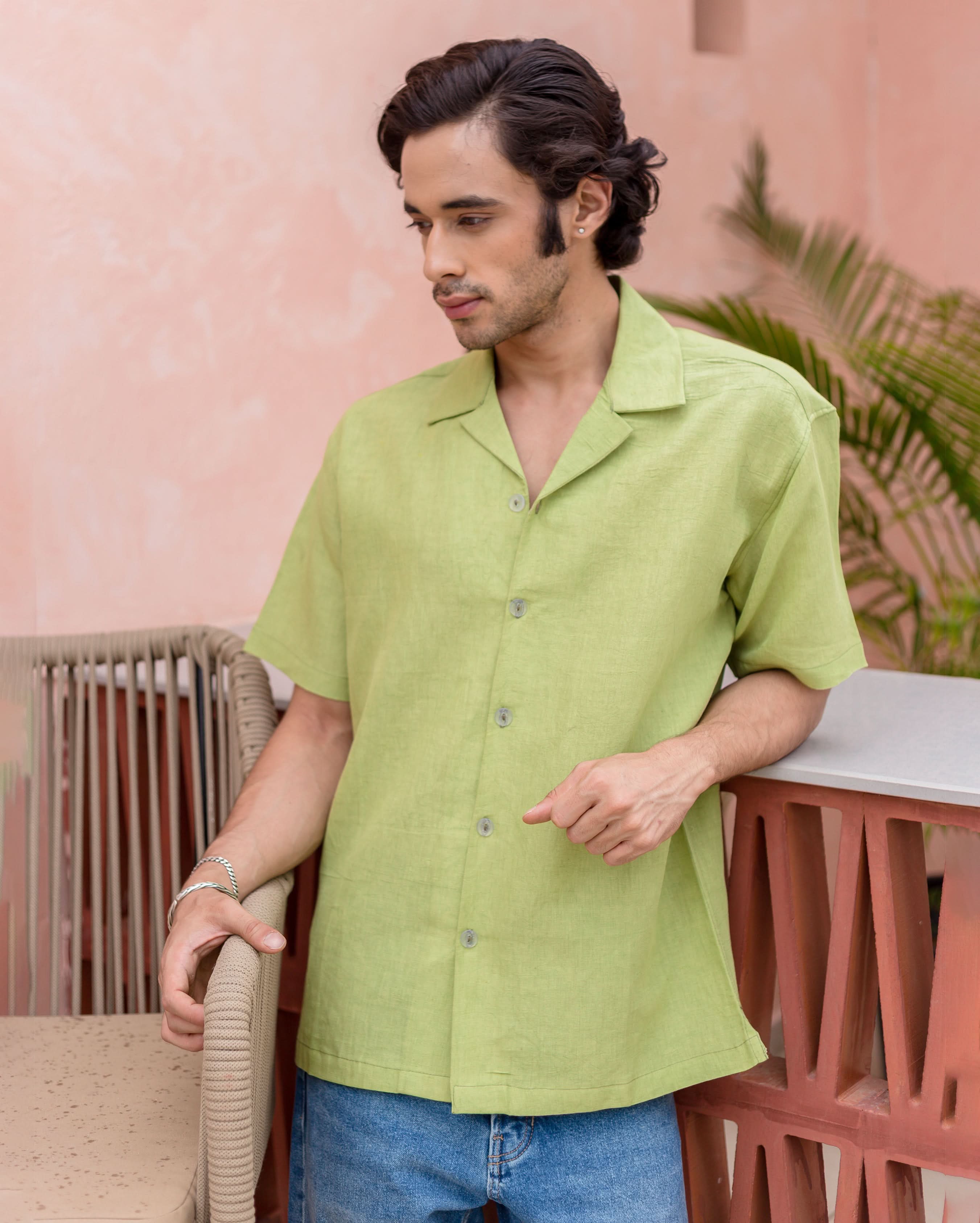 Sean Green Linen Solid Shirt - Image 3
