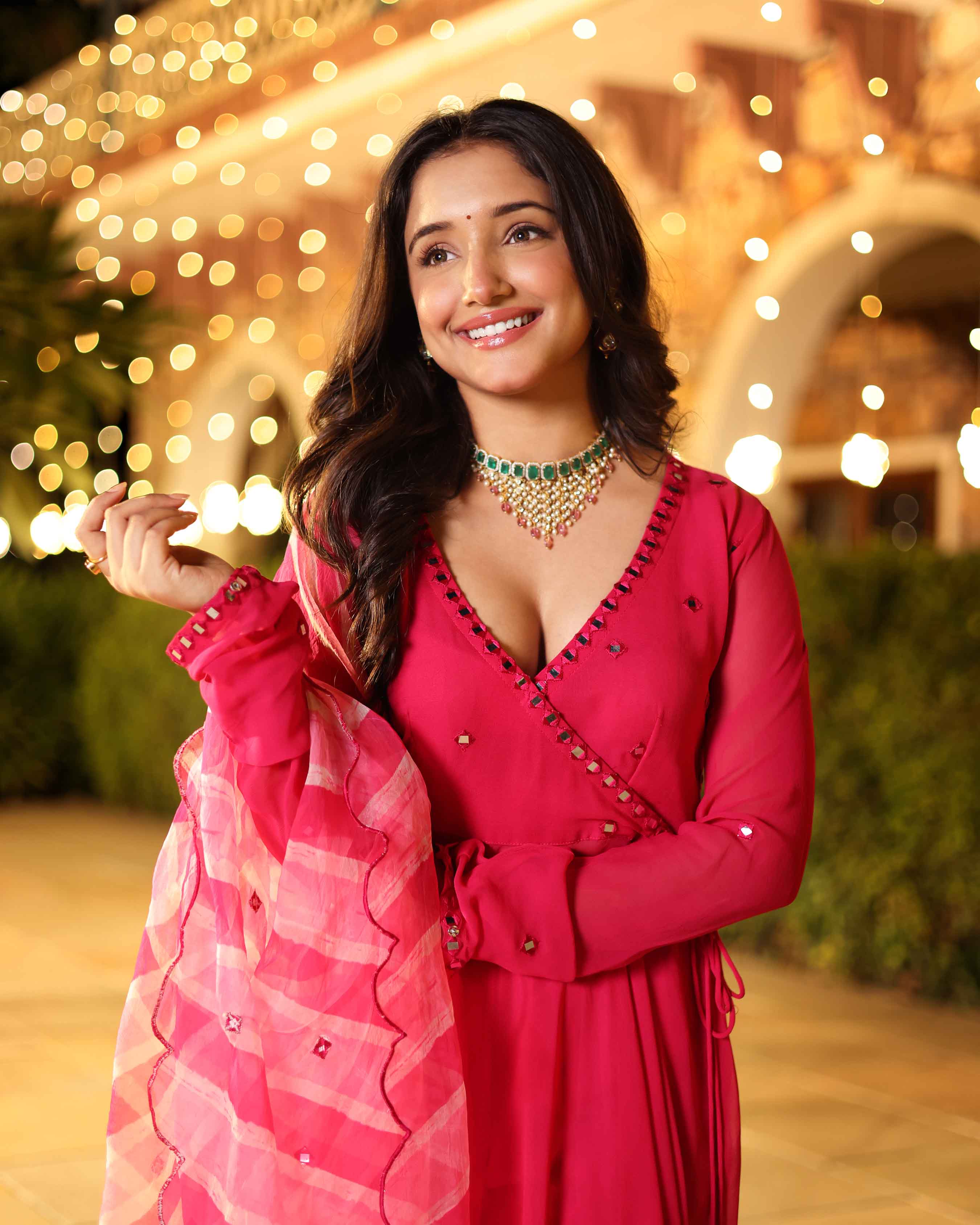 Seher Rani Mirror Work Leheriya Georgette Suit Set - Image 3