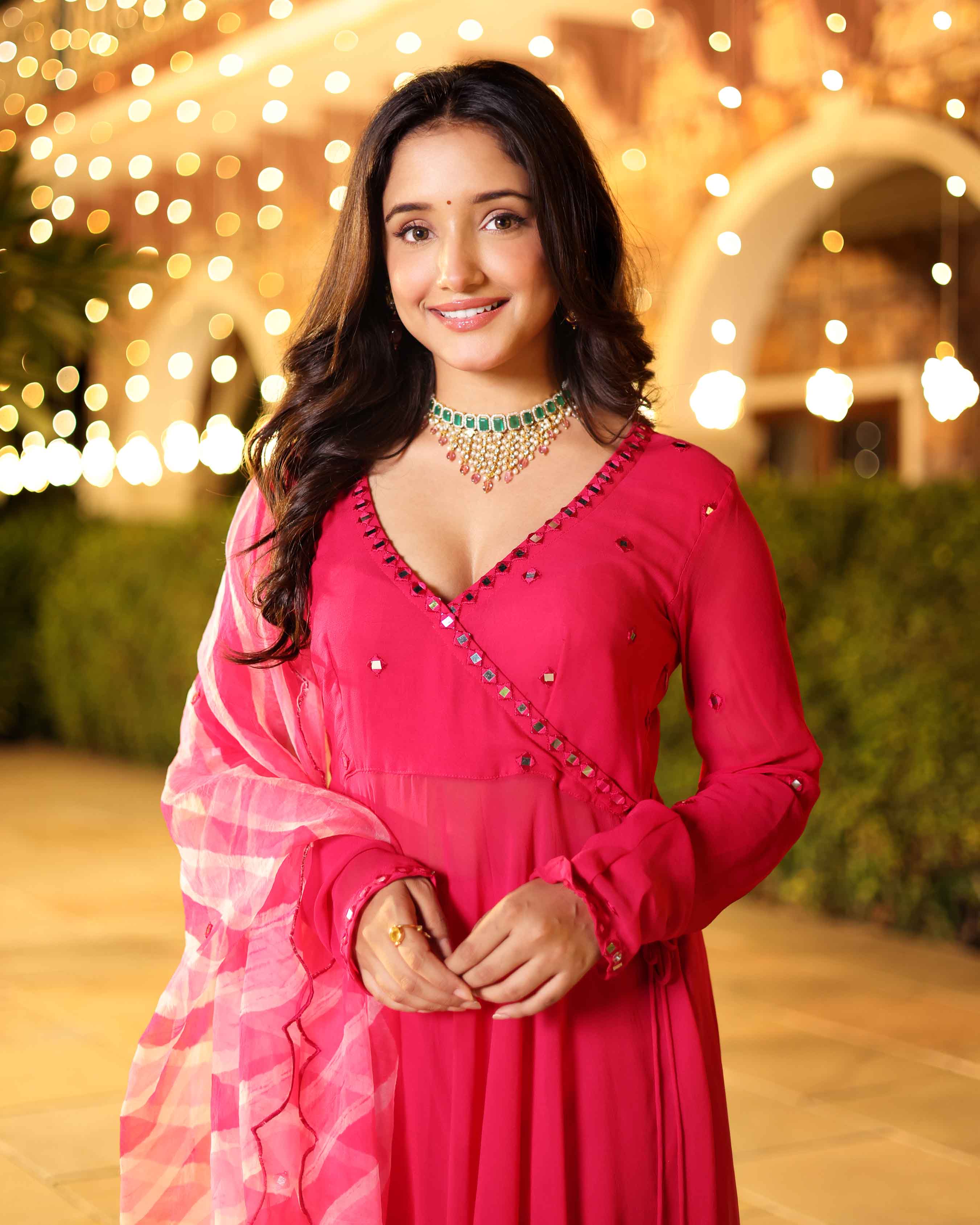 Seher Rani Mirror Work Leheriya Georgette Suit Set - Image 4